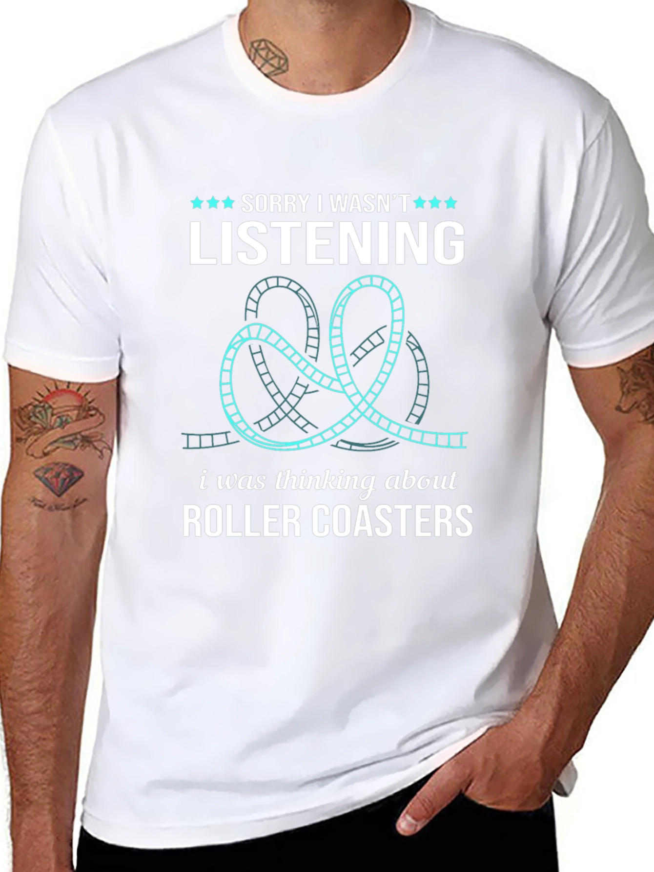 Black Roller Coaster Lover T-Shirt - Sorry Wasn't Listening Tee view 8