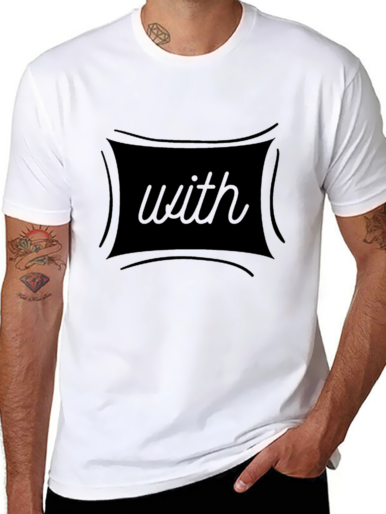Black Men's Black T-Shirt with "with" Graphic view 8