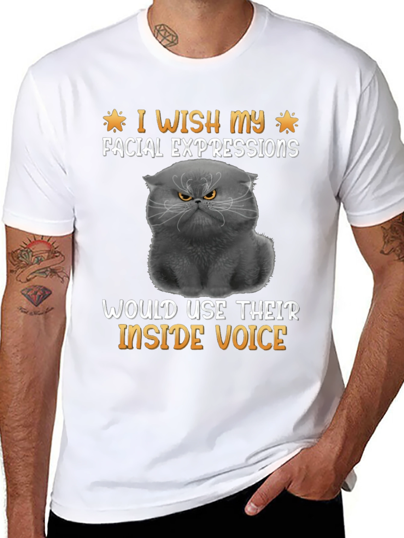 Black Funny Cat T-Shirt: I Wish My Facial Expressions Used Their Inside Voice view 8