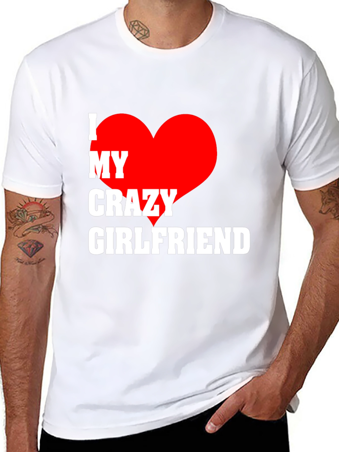 Black I Heart My Crazy Girlfriend Men's T-Shirt view 8
