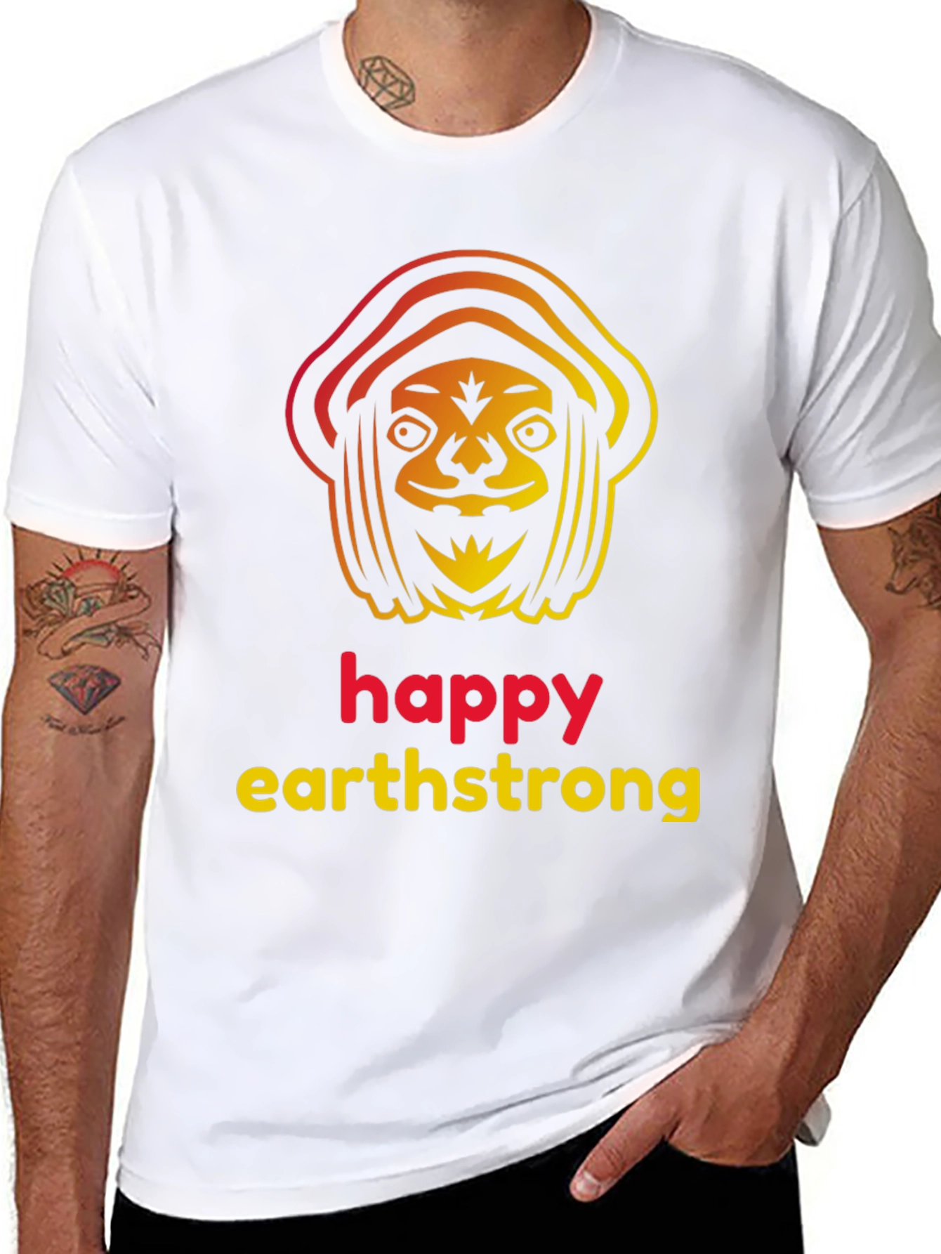 Black Happy Earthstrong T-Shirt - Unique Graphic Tee view 8