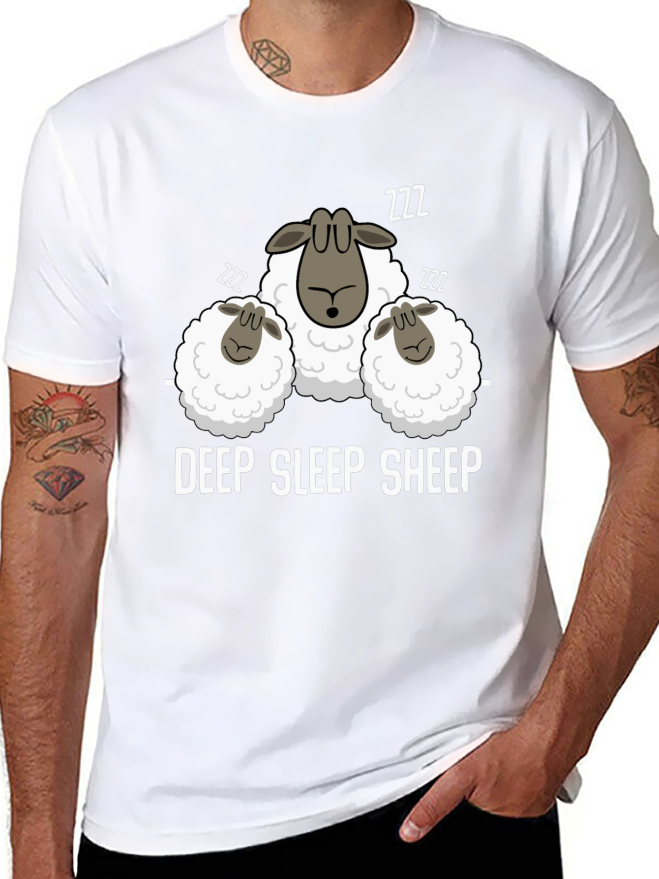 Black Deep Sleep Sheep T-Shirt -  Comfy & Fun view 8