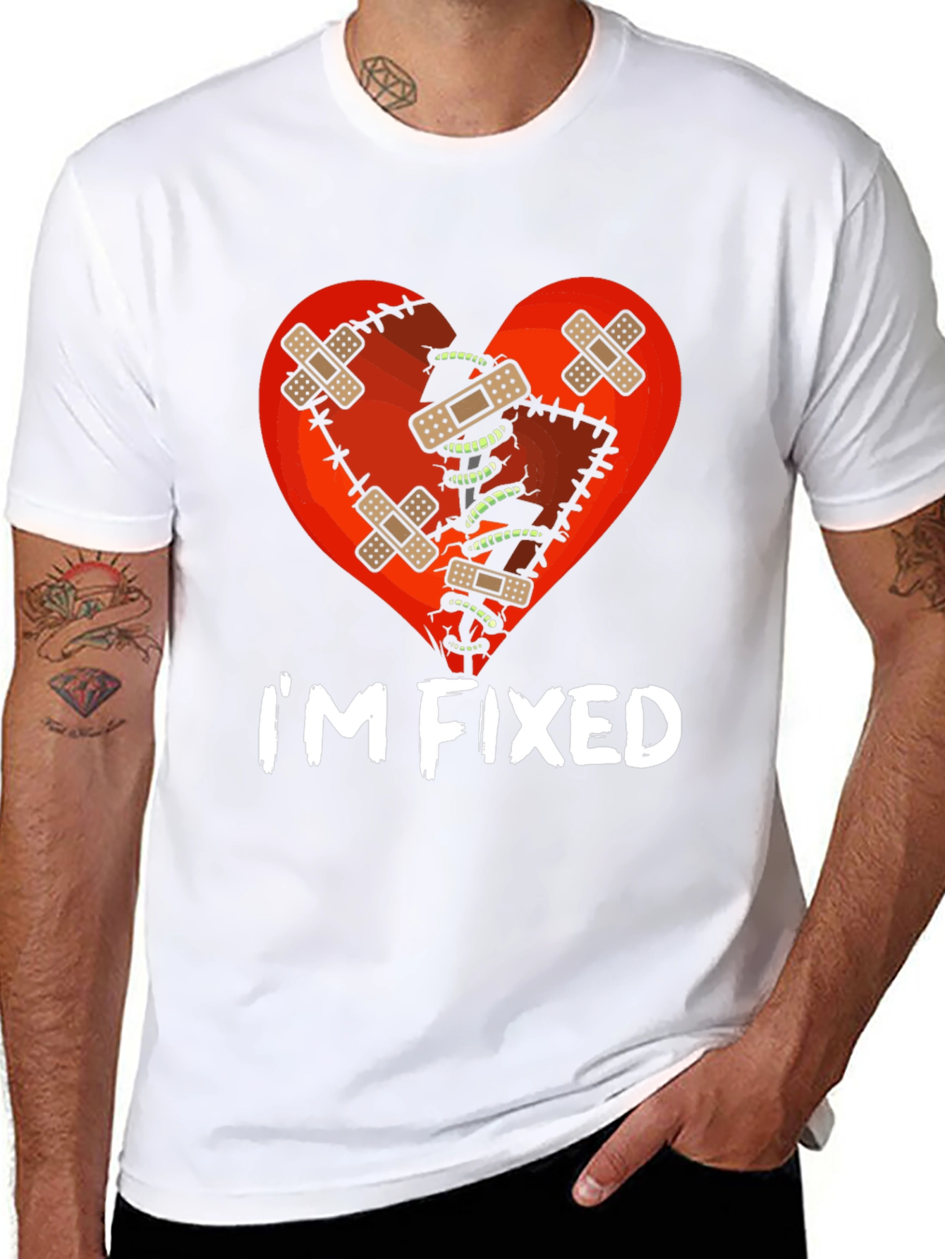 Black I'm Fixed Broken Heart T-Shirt view 8