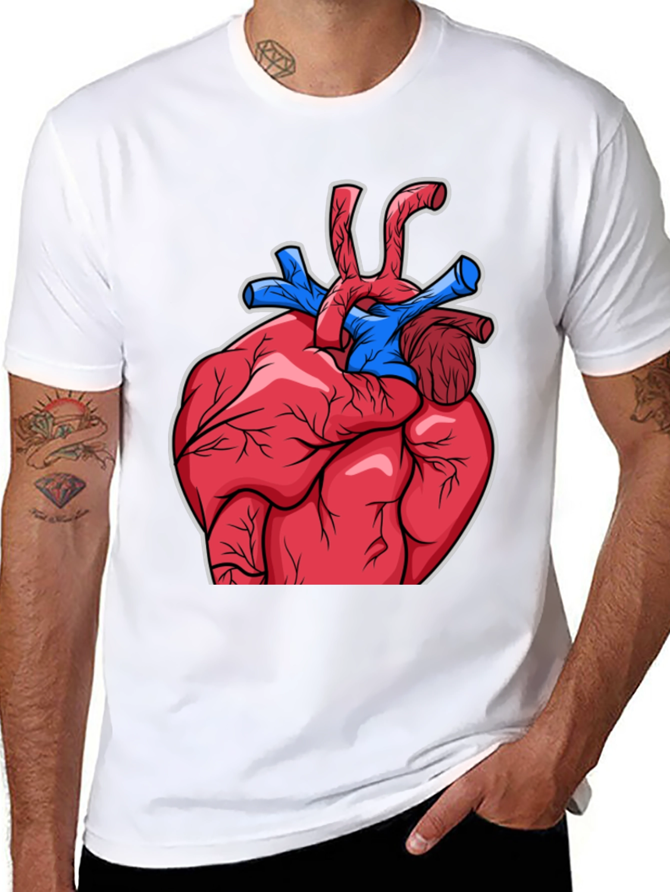 Black Anatomical Heart Graphic T-Shirt - Bold Design view 8