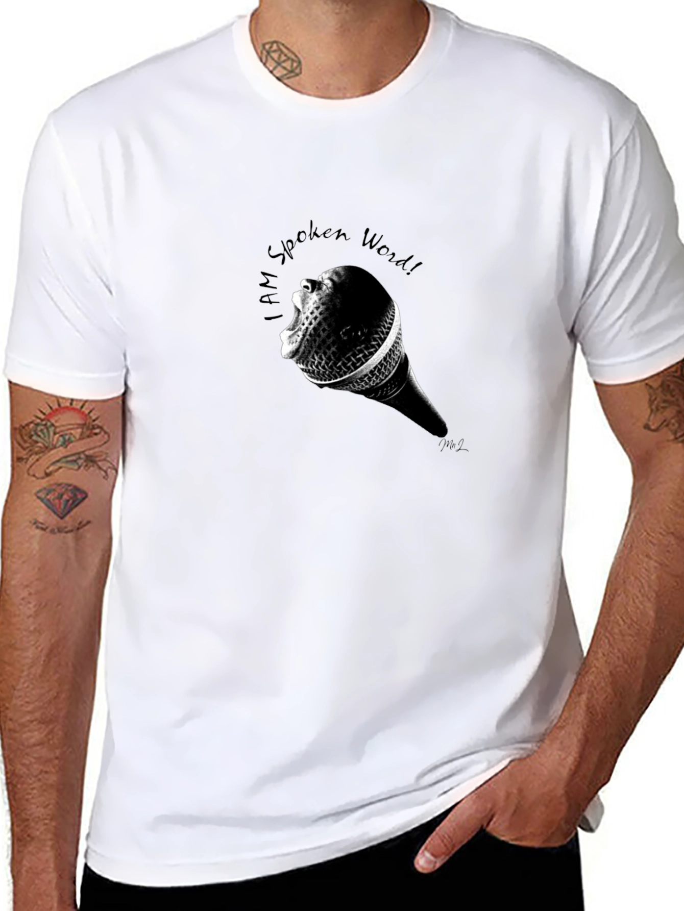 Black I AM Spoken Word! Black Graphic T-Shirt view 8