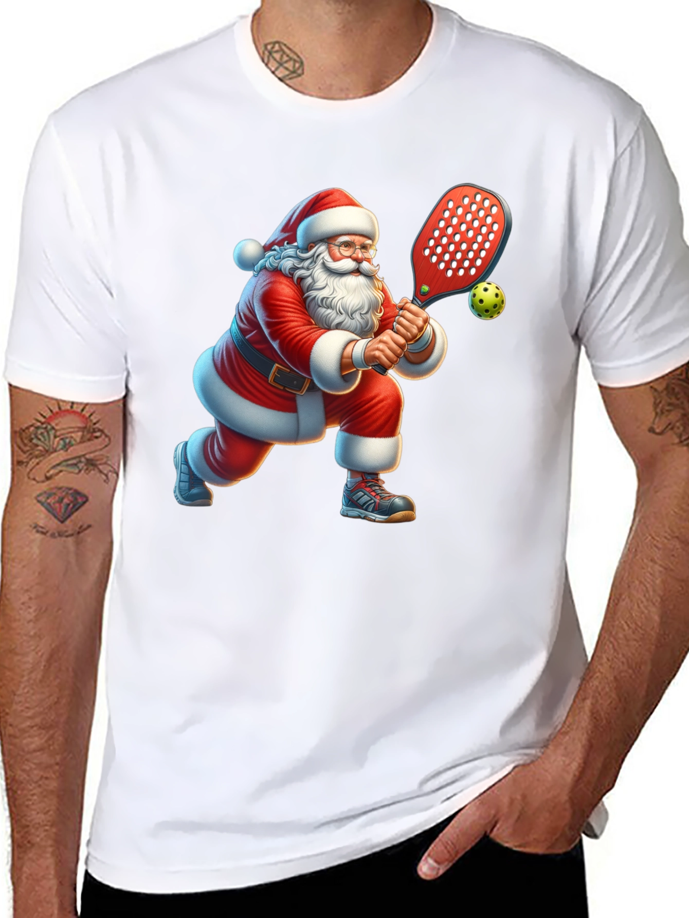 Black Santa Pickleball T-Shirt view 8