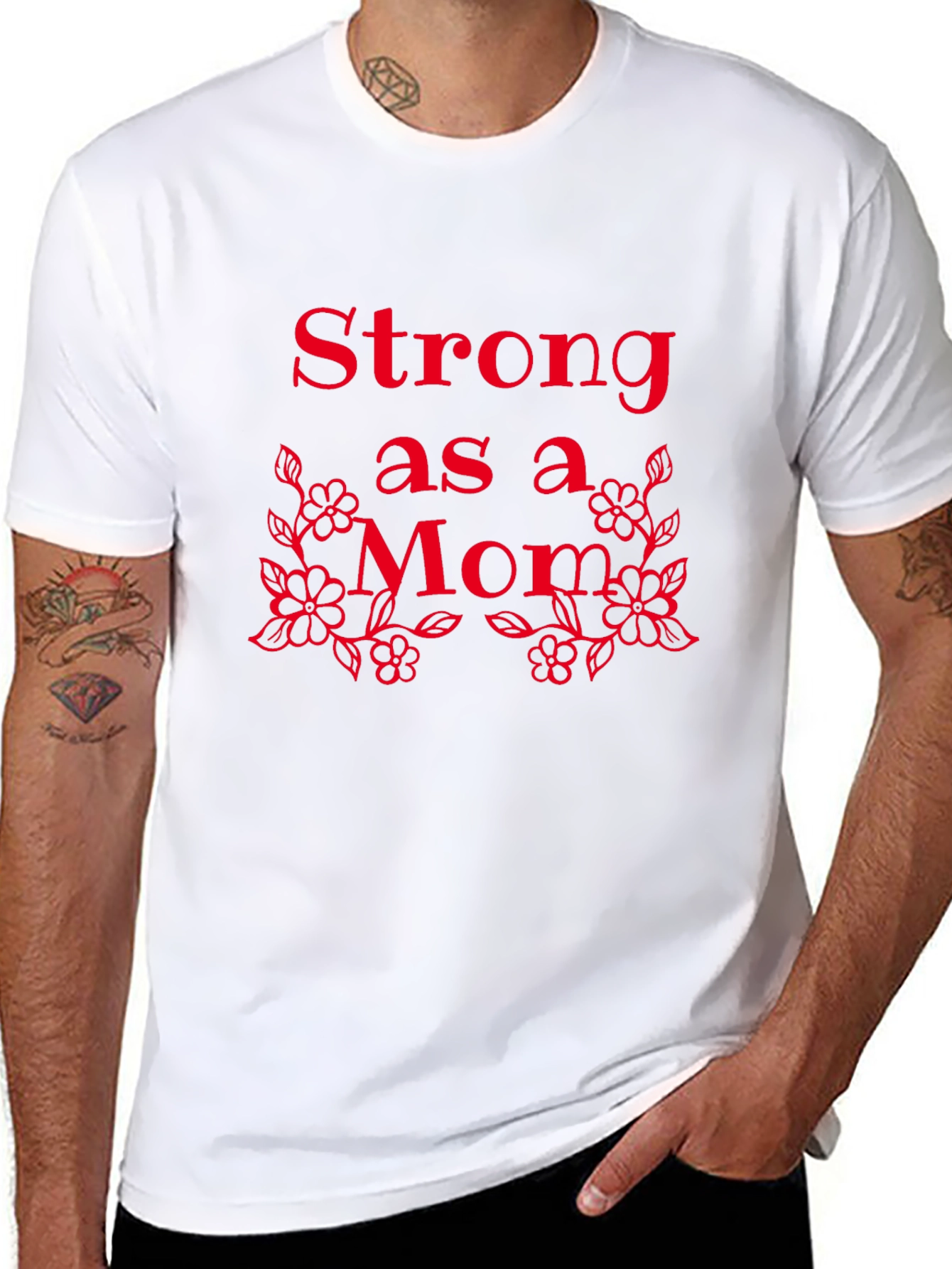 Black Strong as a Mom Graphic Tee - Black view 8