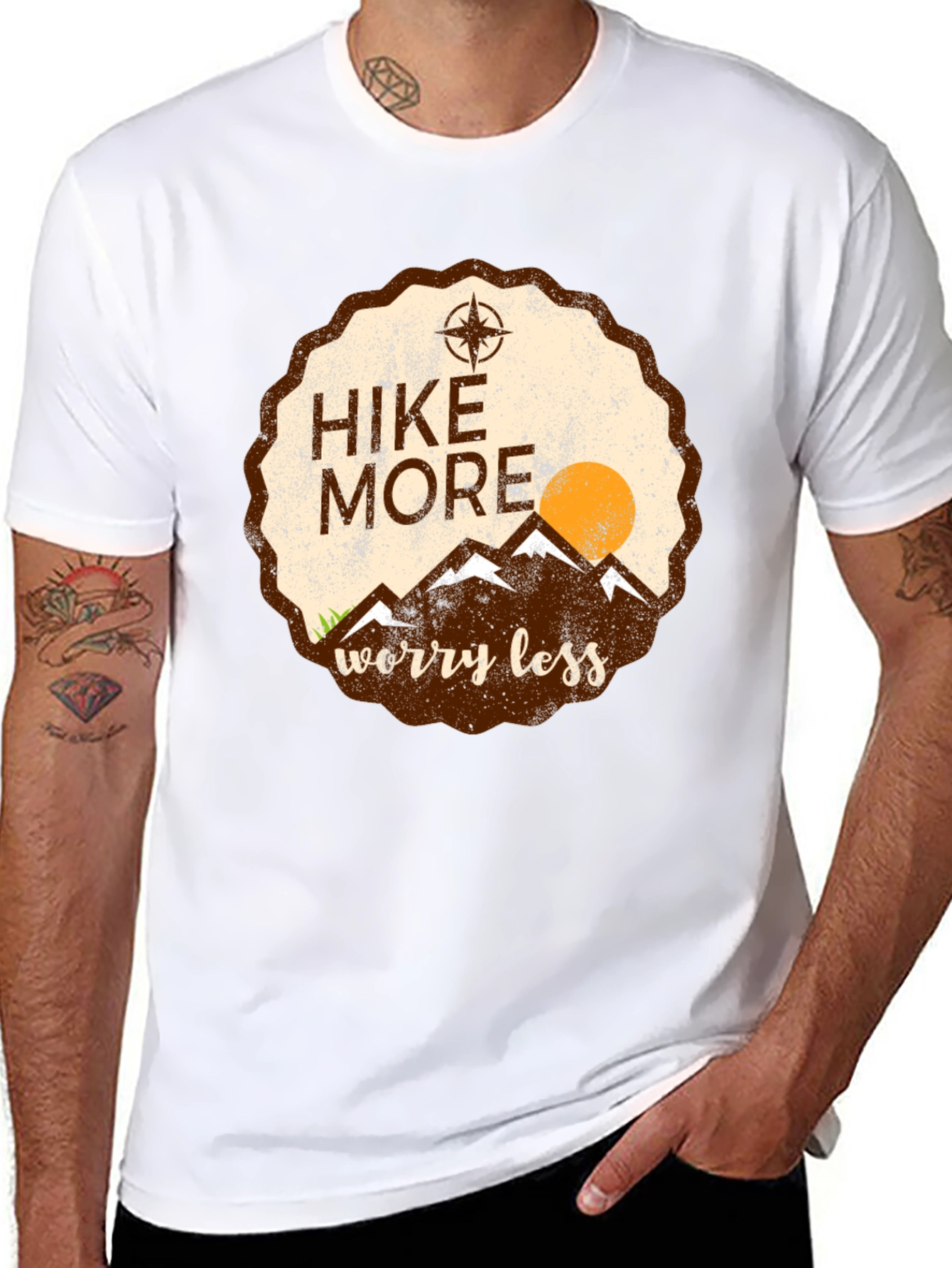 Black Hike More Worry Less Graphic Tee - Adventure Awaits view 8