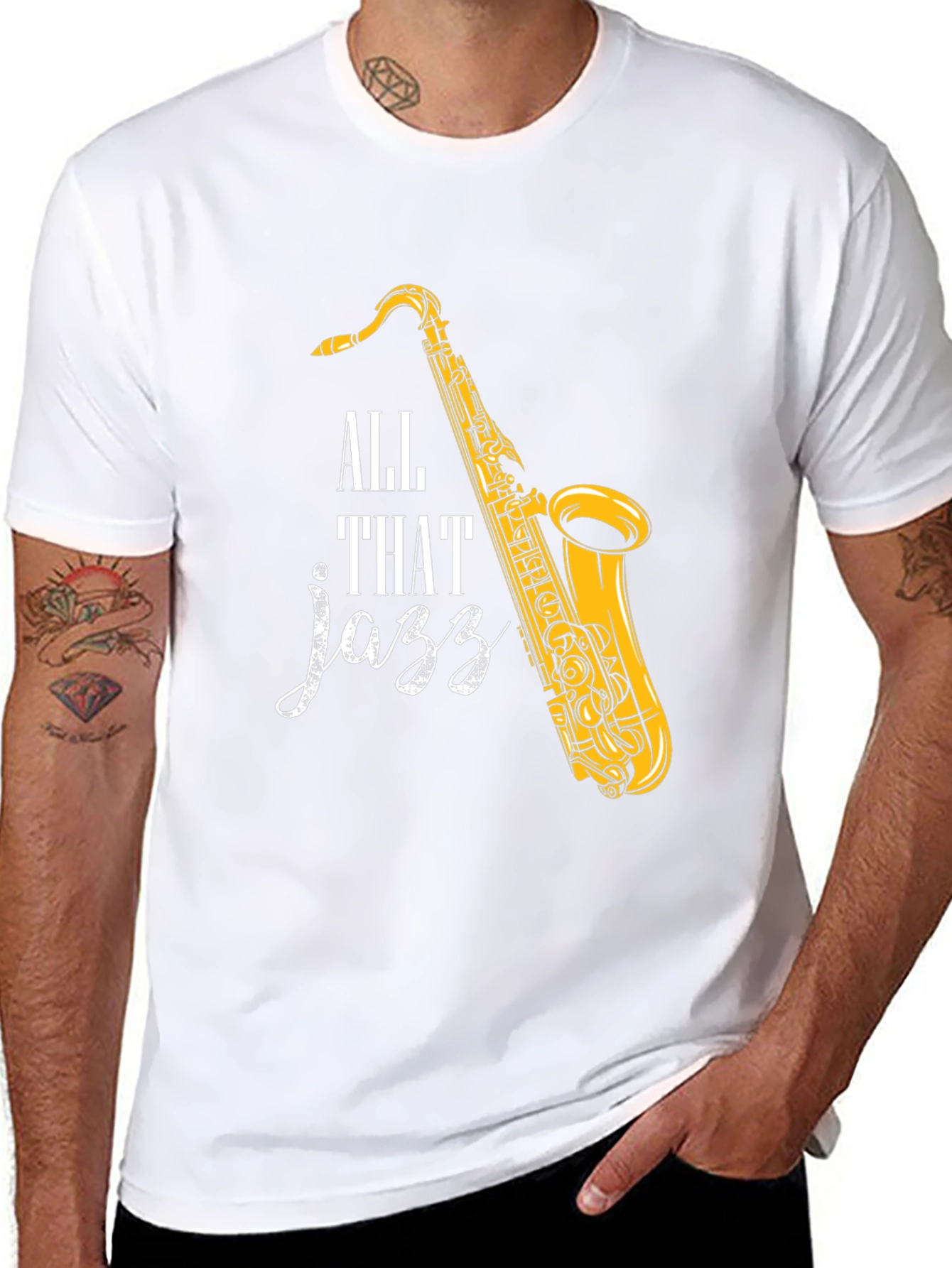 Black All That Jazz Saxophone Graphic T-Shirt view 8