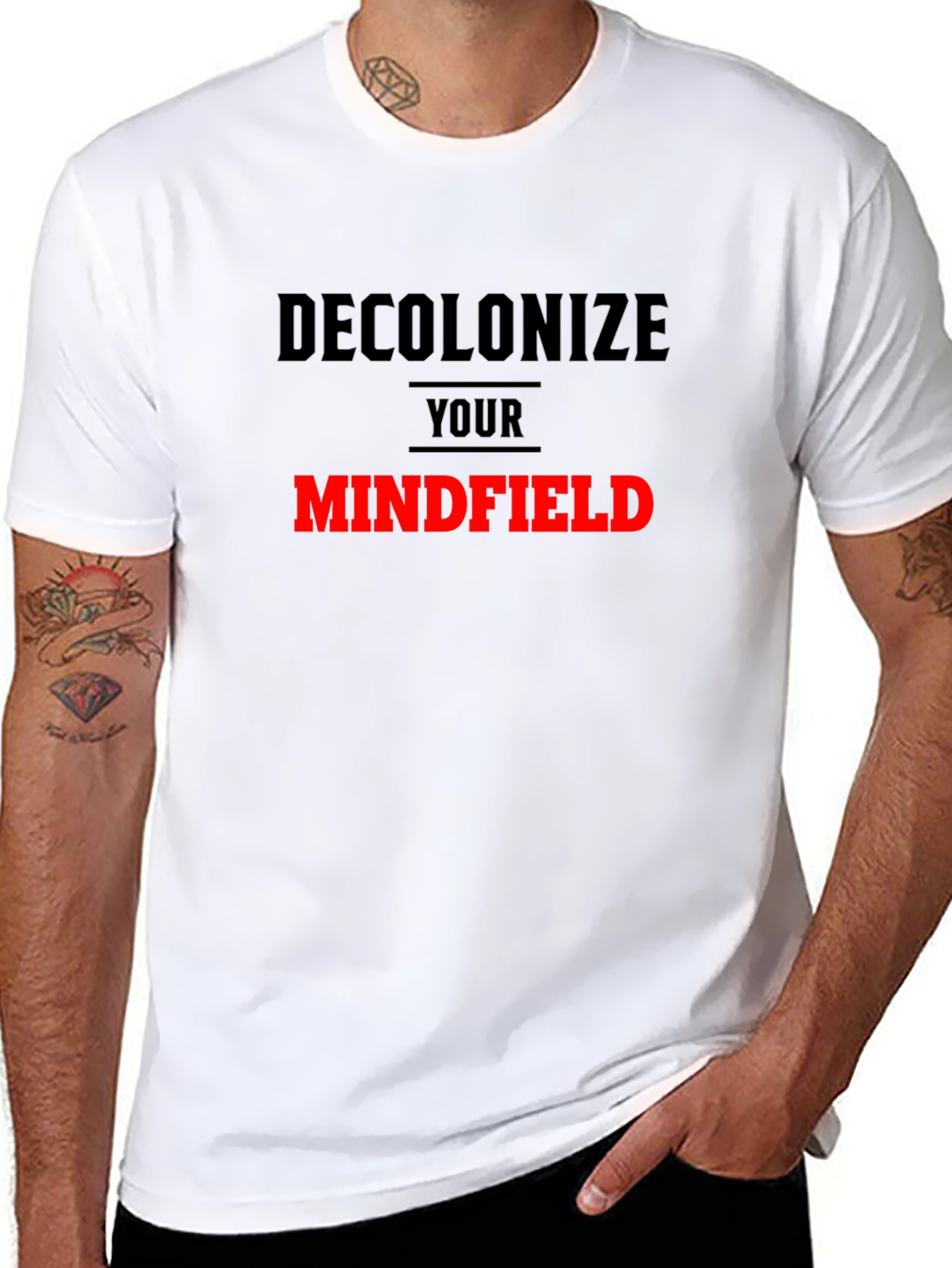 Black Decolonize Your Mindfield Graphic Tee view 8