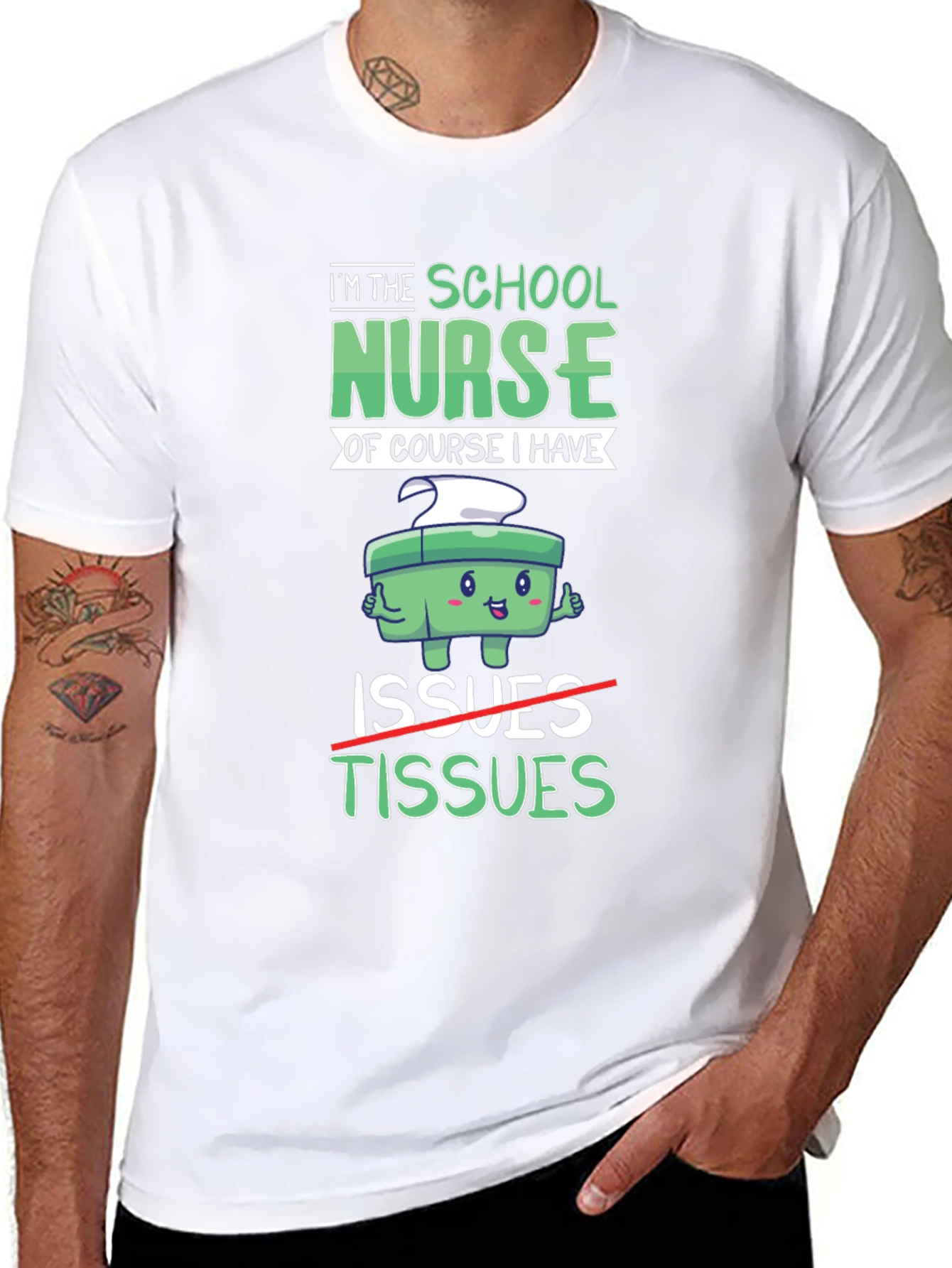 Black School Nurse Humor T-Shirt: Issues & Tissues Graphic Tee view 8