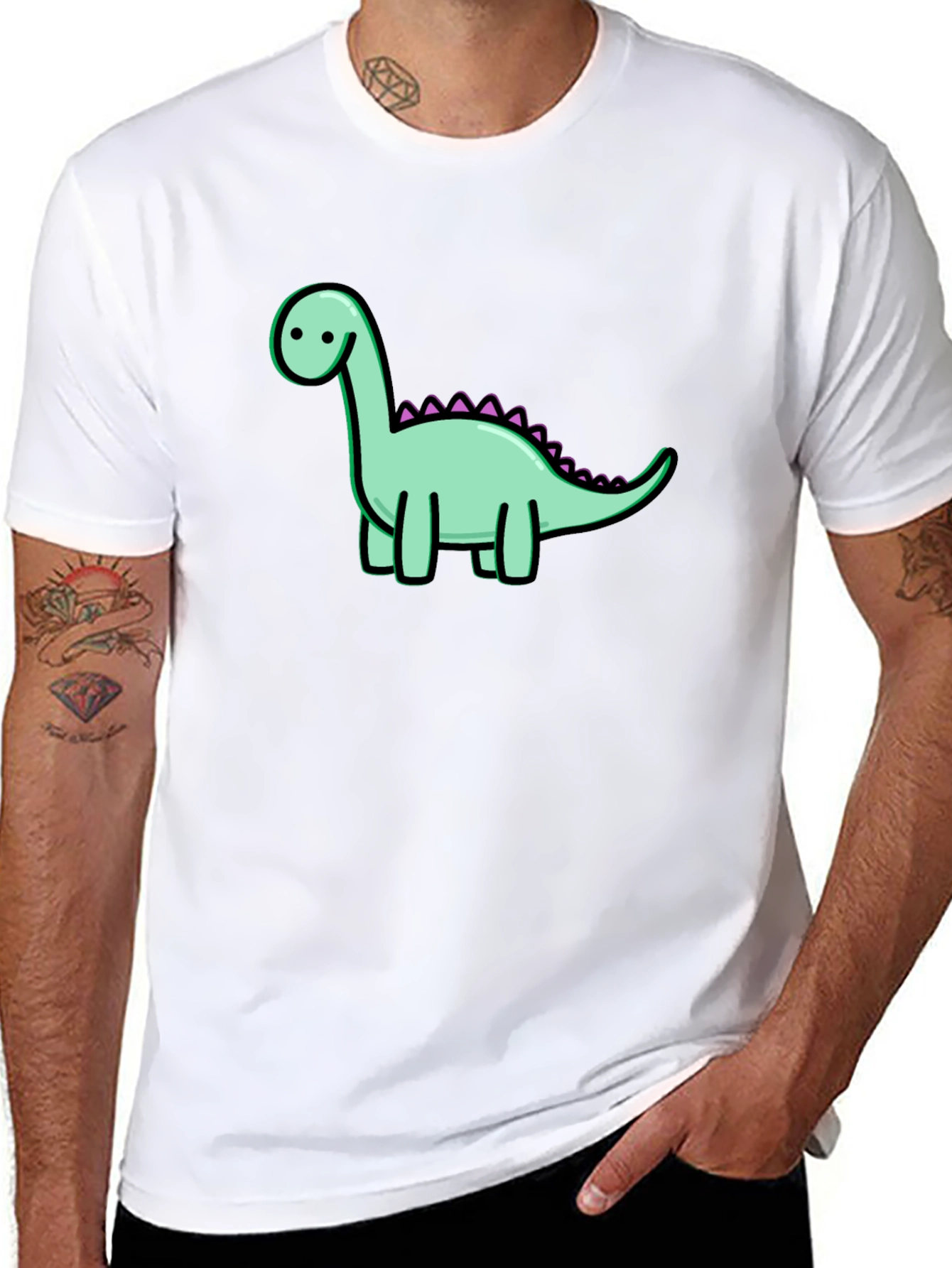 Black Dinosaur Graphic Tee - Casual Cotton T-Shirt view 8