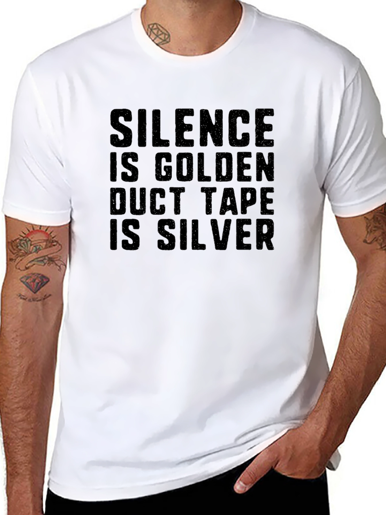 Black Silence Is Golden Duct Tape Is Silver T-Shirt view 8