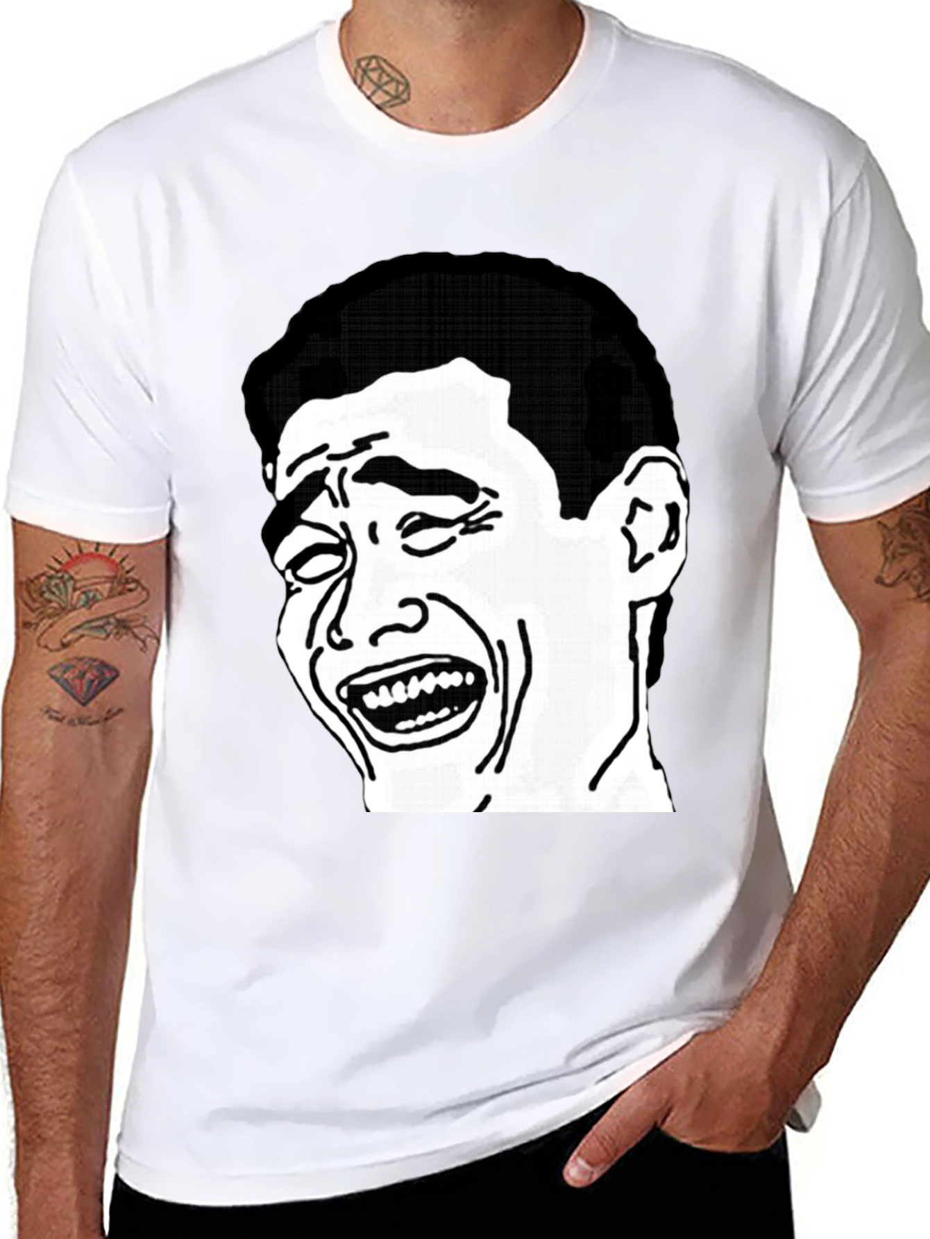 Black Laughing Face Graphic Tee - Black Cotton Blend T-Shirt view 8