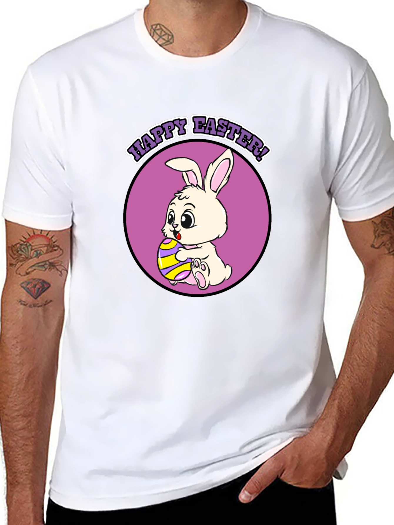 Black Happy Easter Bunny T-Shirt - Cute Holiday Tee view 8