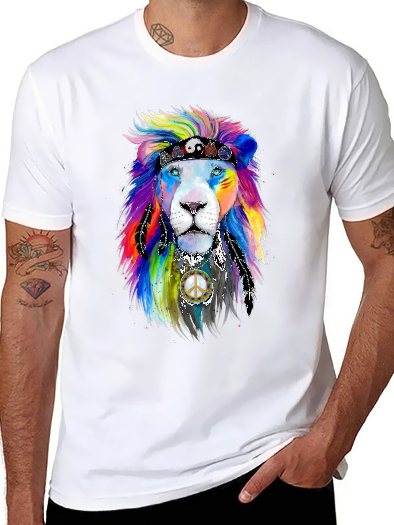 Black Rainbow Lion Graphic Tee view 8