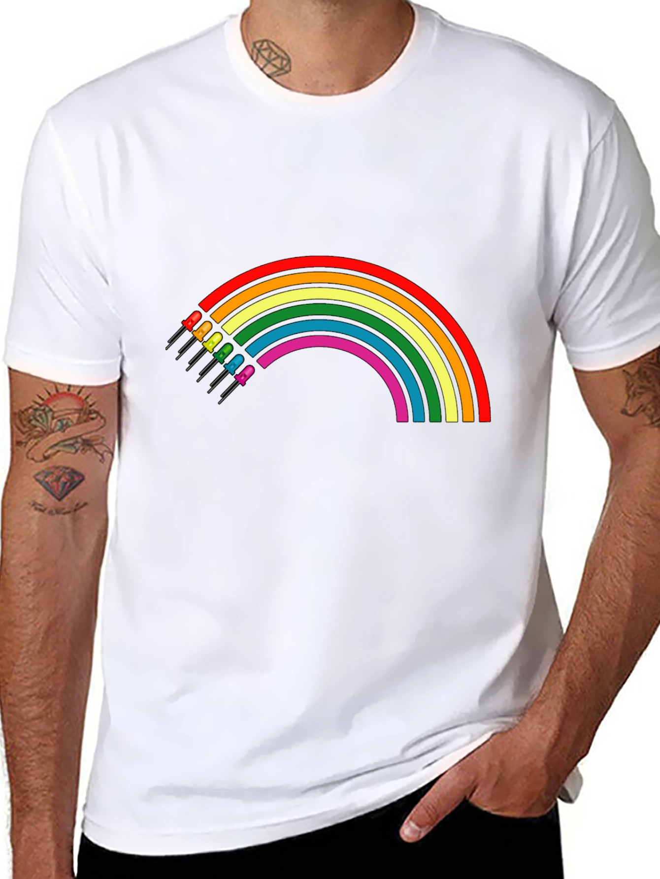 Black Rainbow LED T-Shirt - Black Cotton Blend view 8
