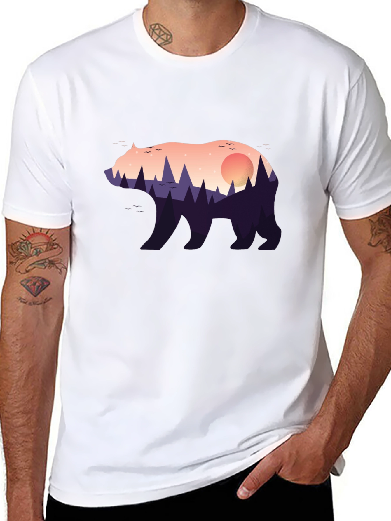 Black Nature Bear Graphic Tee - Stylish Menswear view 8