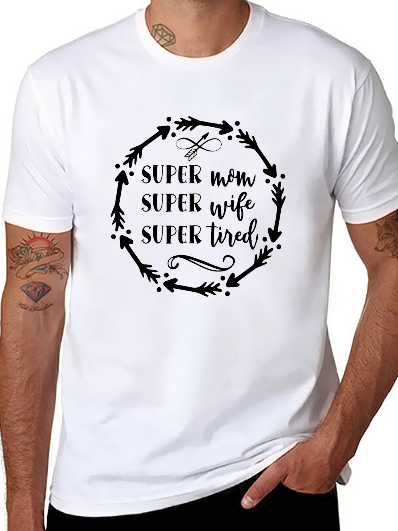 Black Super Mom Wife Tired Graphic T-Shirt view 8