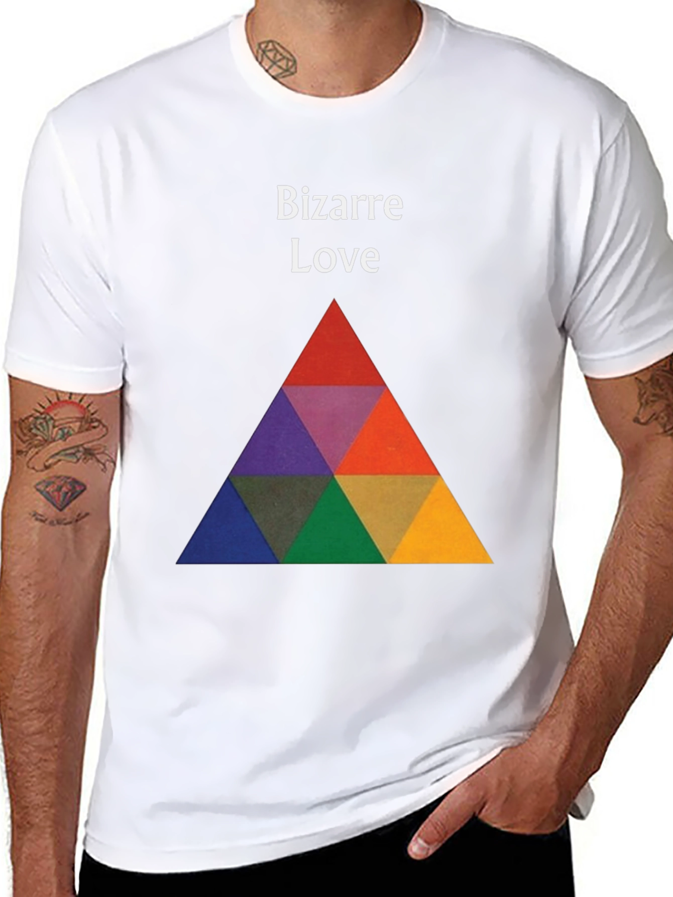 Black Bizarre Love Graphic Tee - Bold Triangle Design view 8