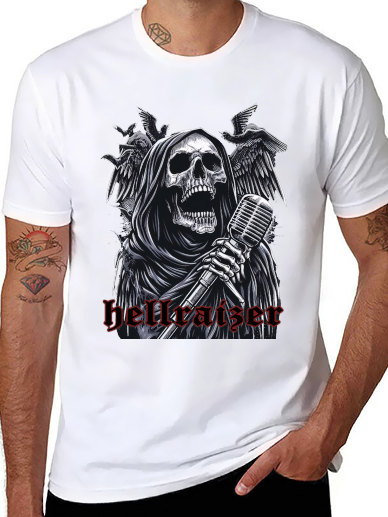 Black Hellraiser Grim Reaper Graphic Tee - Rock Concert Style view 8