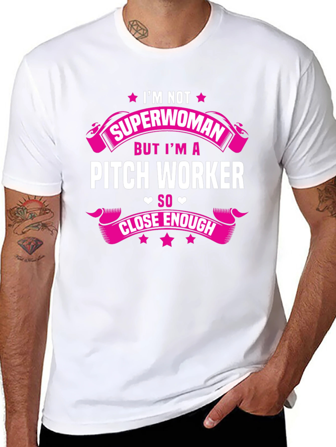 Black Pitch Worker T-Shirt - Superwoman Close Enough view 8
