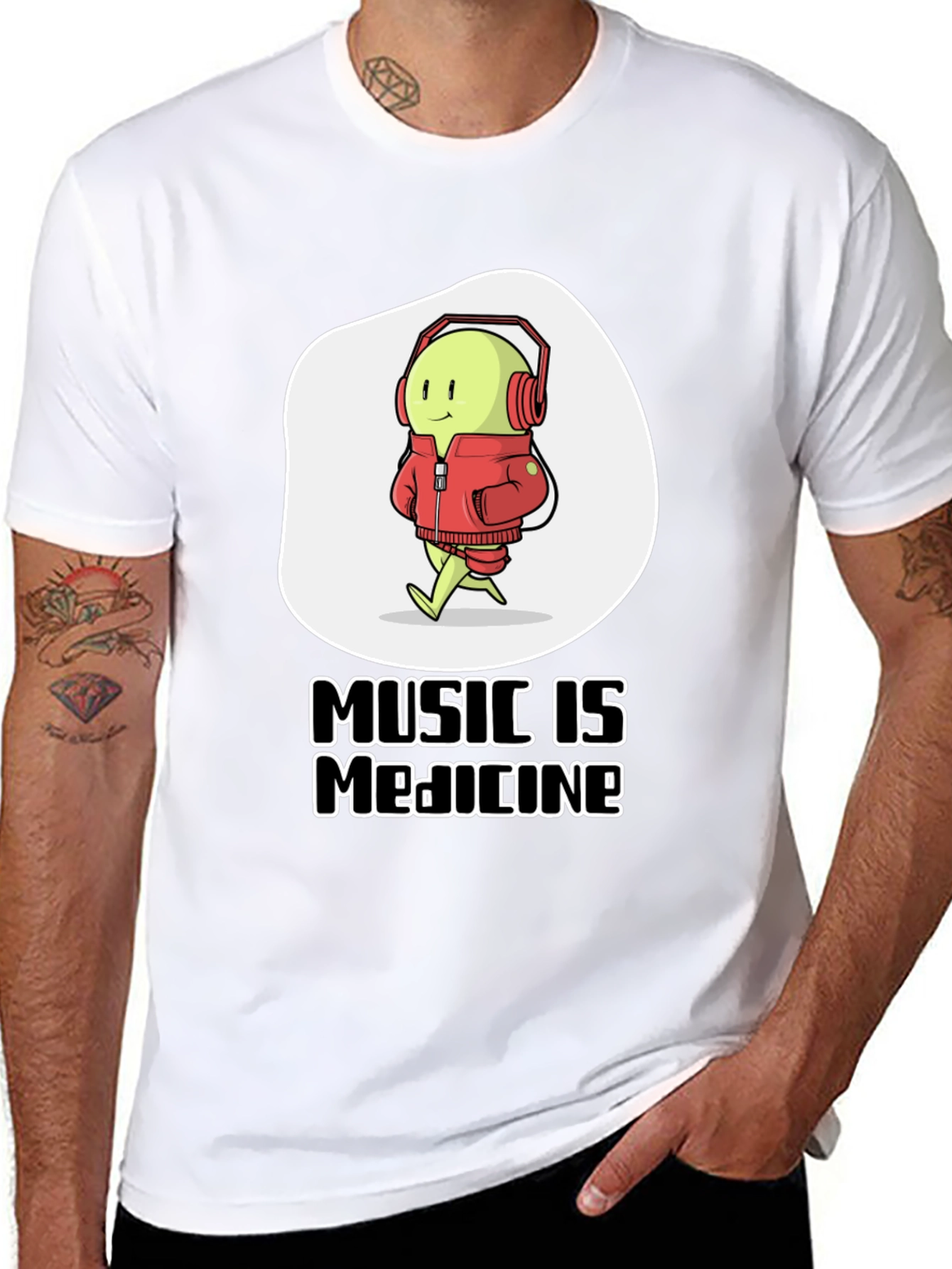Black Music is Medicine T-Shirt: Cute Character Tee view 8