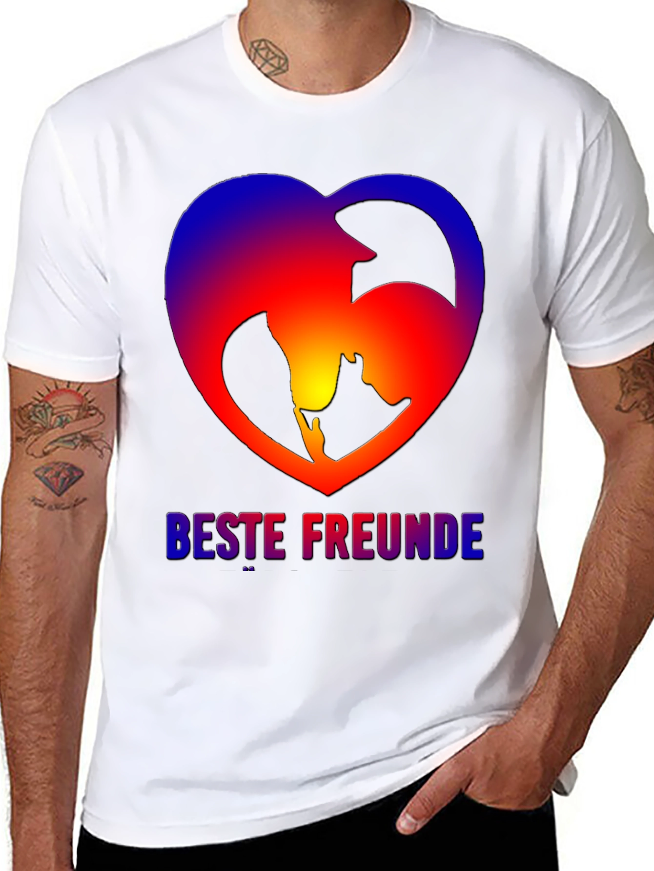 Black Best Friends Dog & Owner Heart T-Shirt view 8