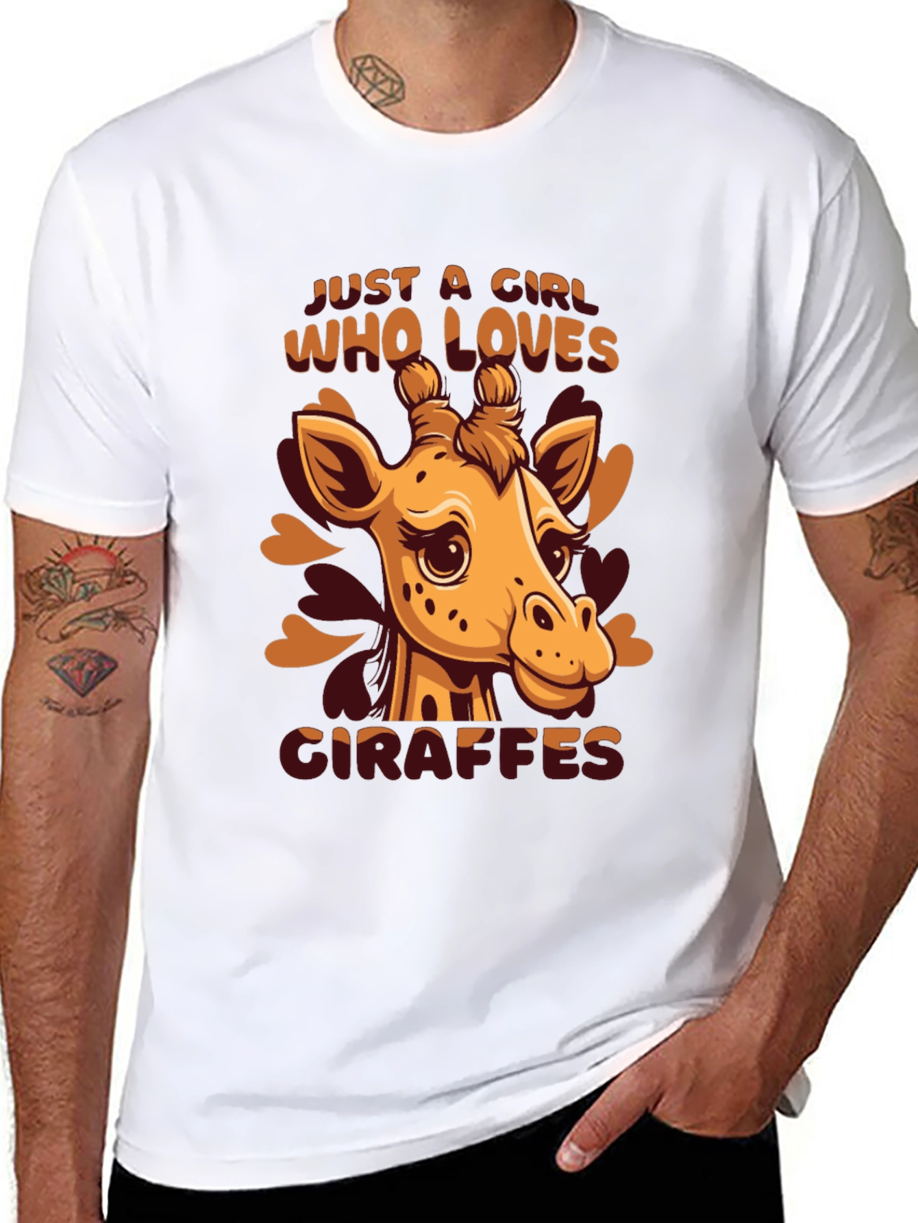 Black Giraffe Lover T-Shirt - Cute Animal Graphic Tee view 8