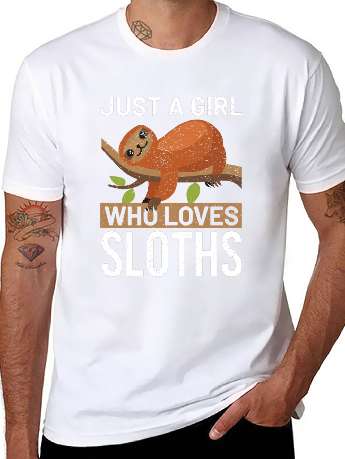 Black Just a Girl Who Loves Sloths T-Shirt view 8