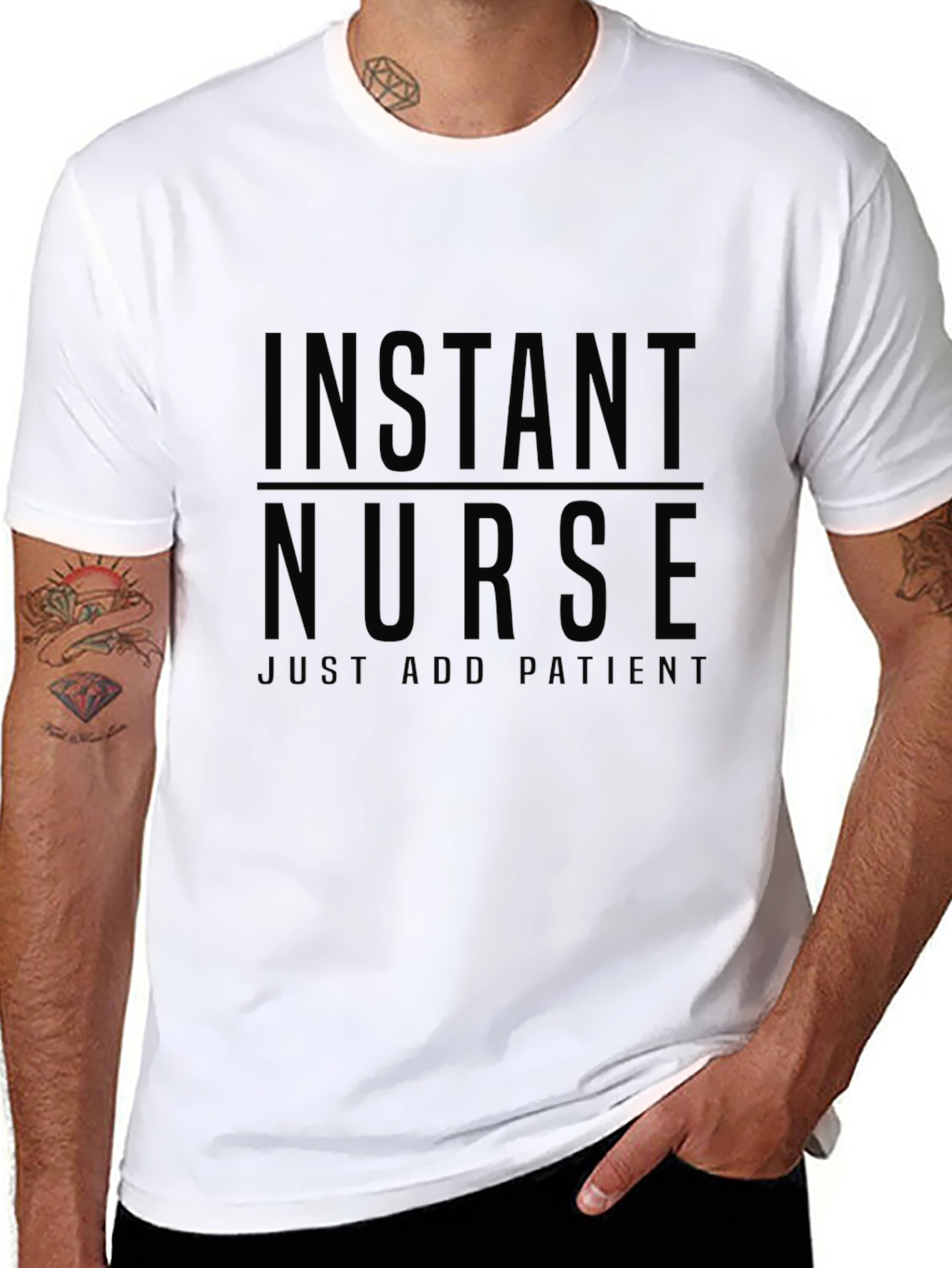 Black Instant Nurse T-Shirt - Just Add Patients view 8