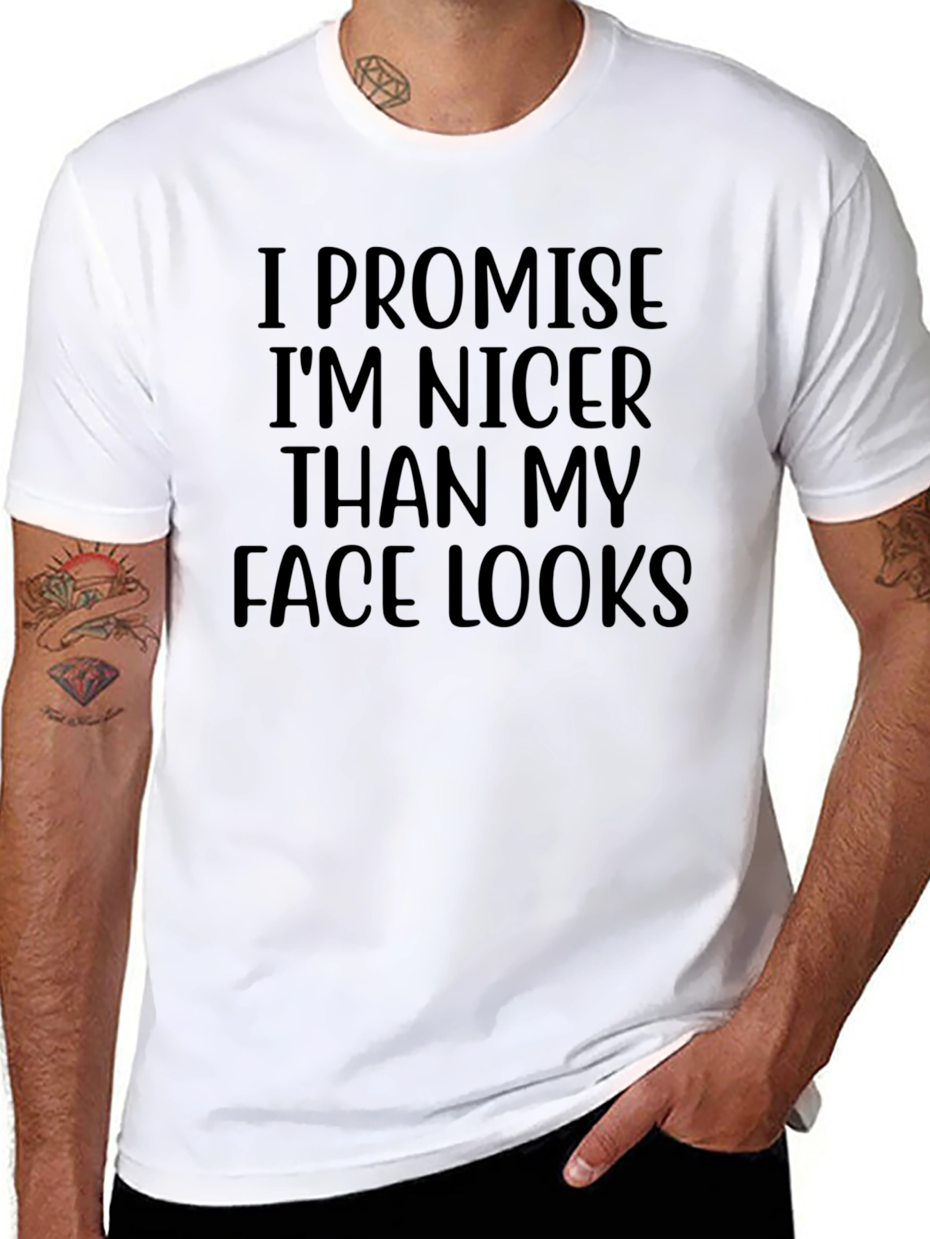 Black Funny Graphic Tee: I Promise I'm Nicer T-Shirt view 8