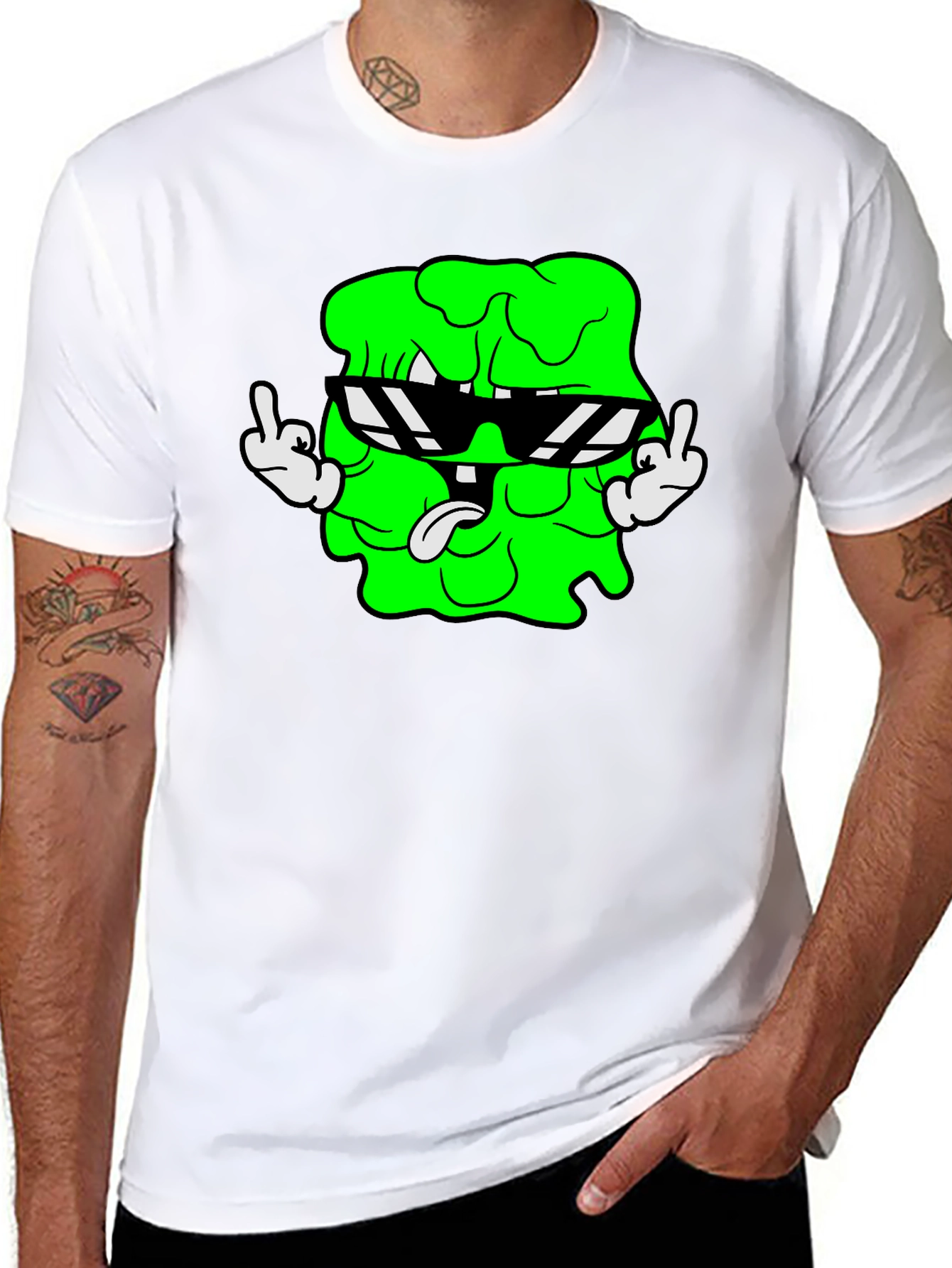 Black Cool Slime Cartoon Graphic Tee - Black view 8