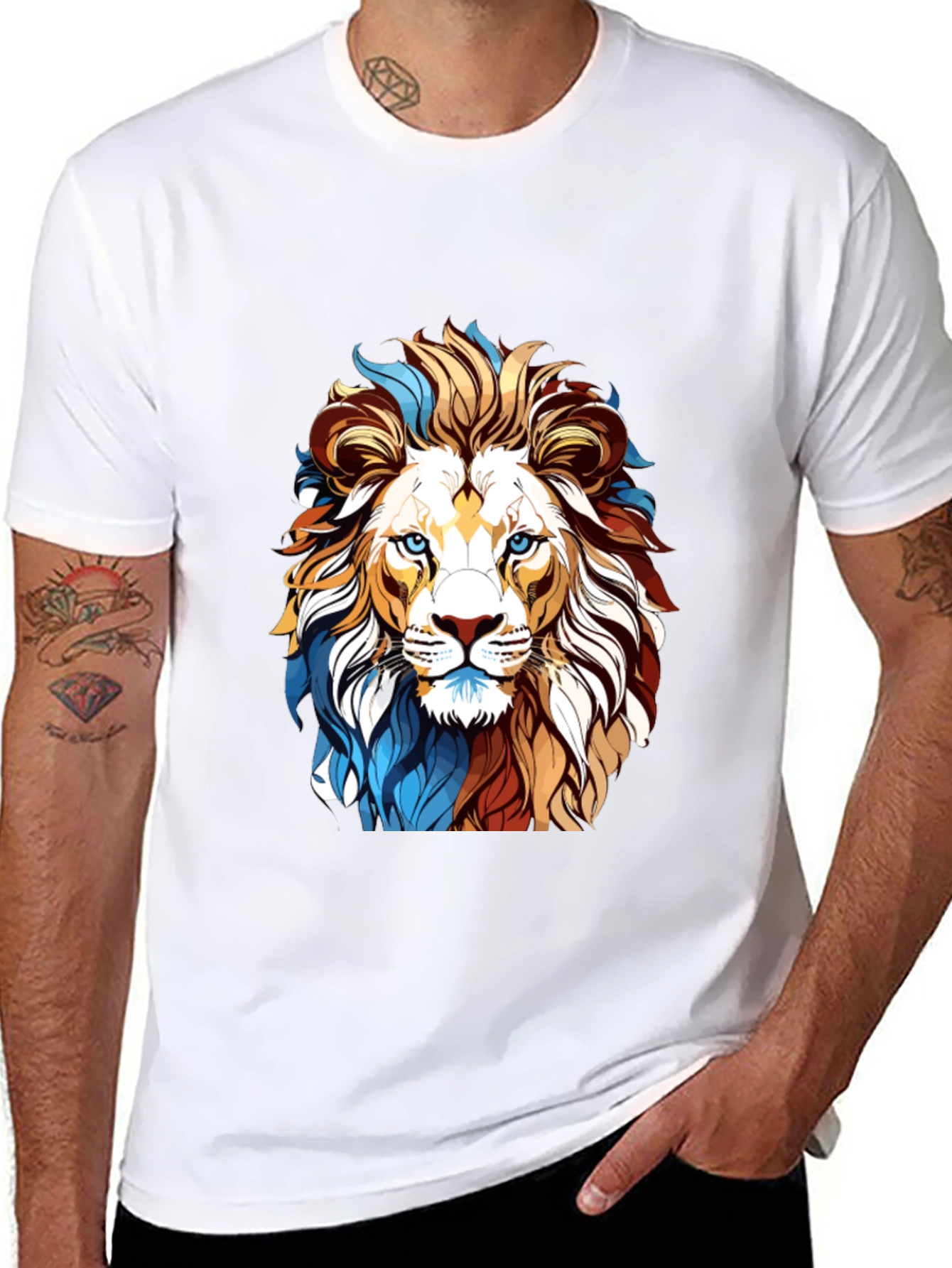 Black Lion Graphic Print Black T-Shirt view 8