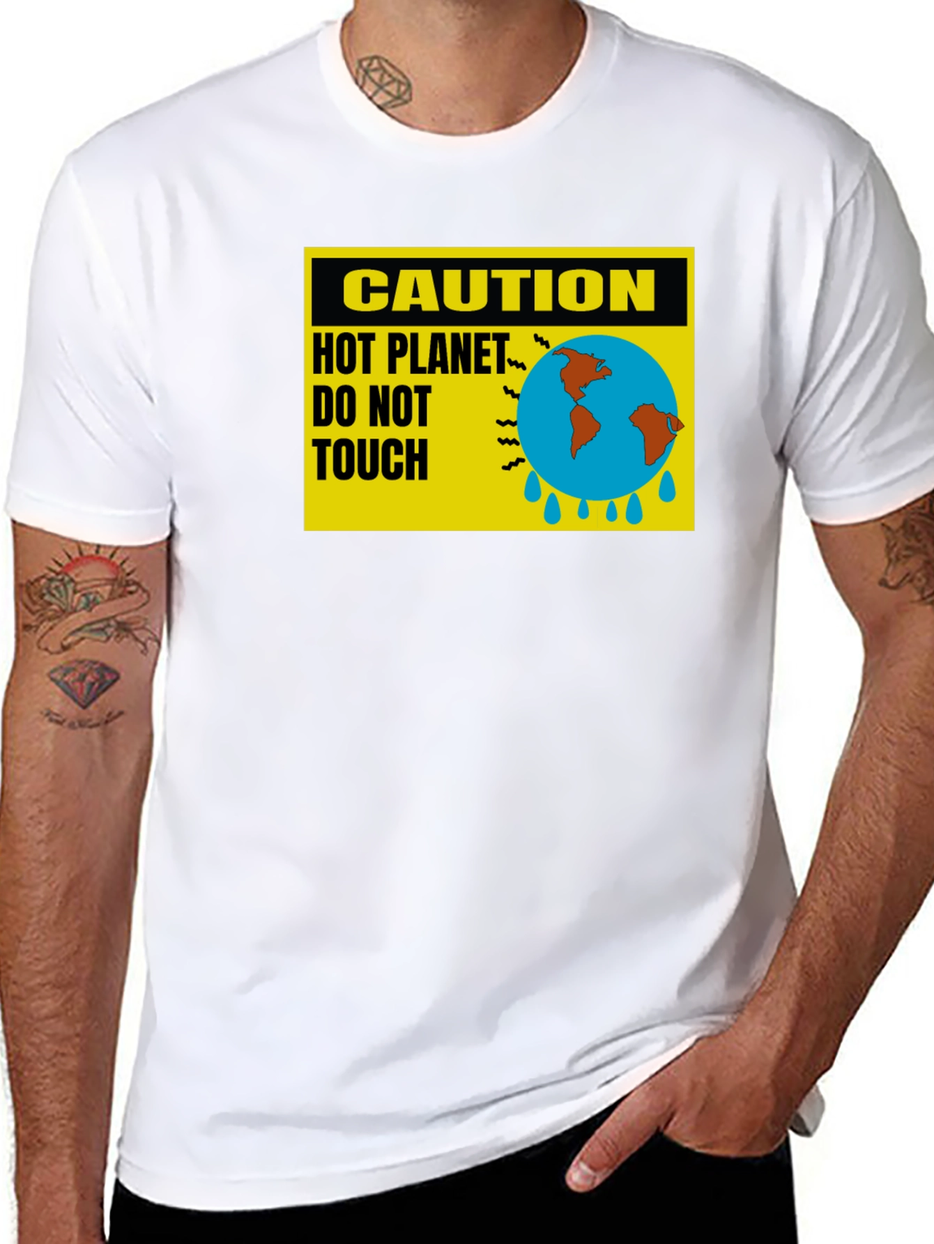 Caution Hot Planet T-Shirt - Global Warming Awareness Tee - 8