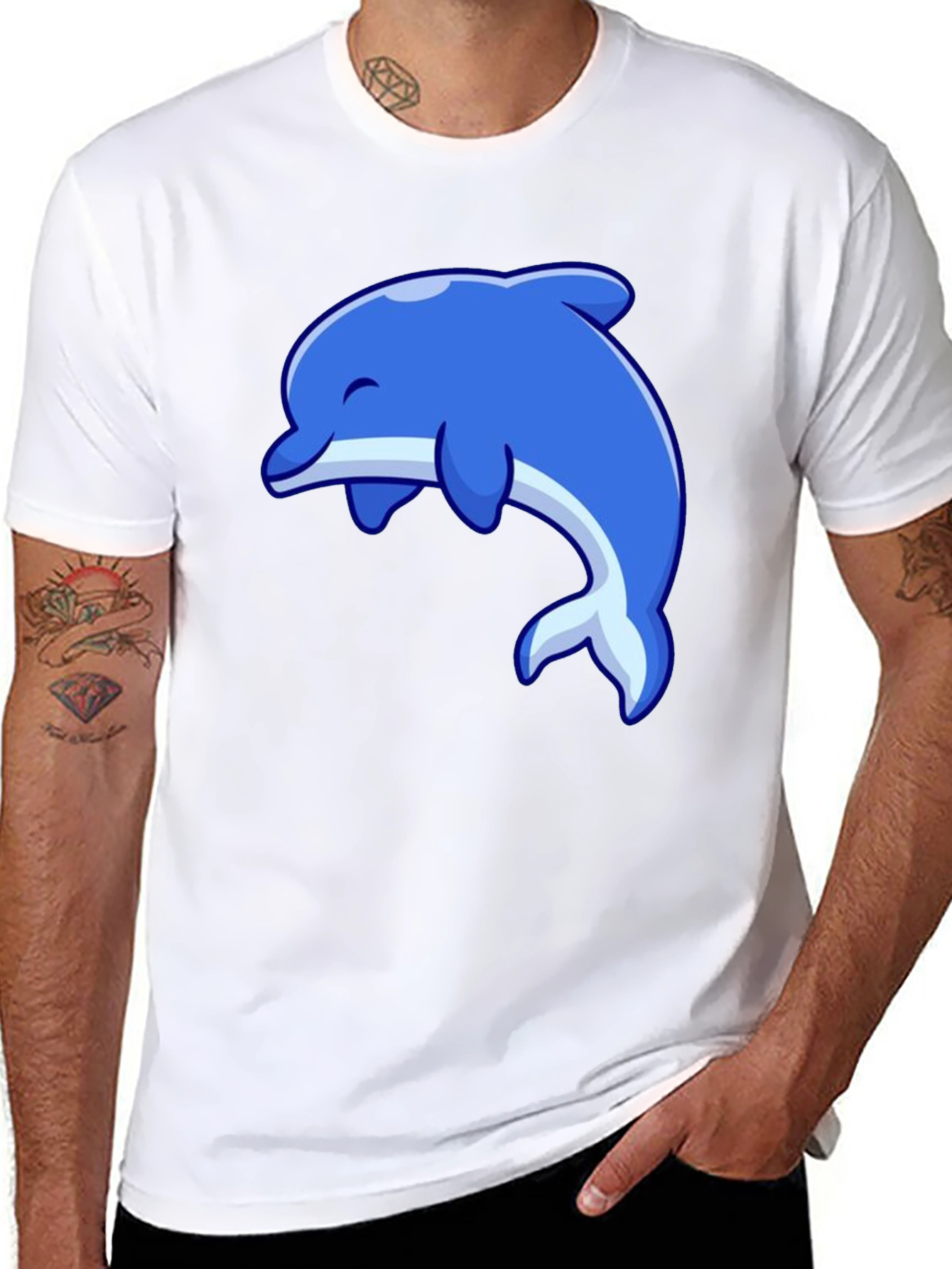 Dolphin Graphic Tee - Black Short Sleeve - 8