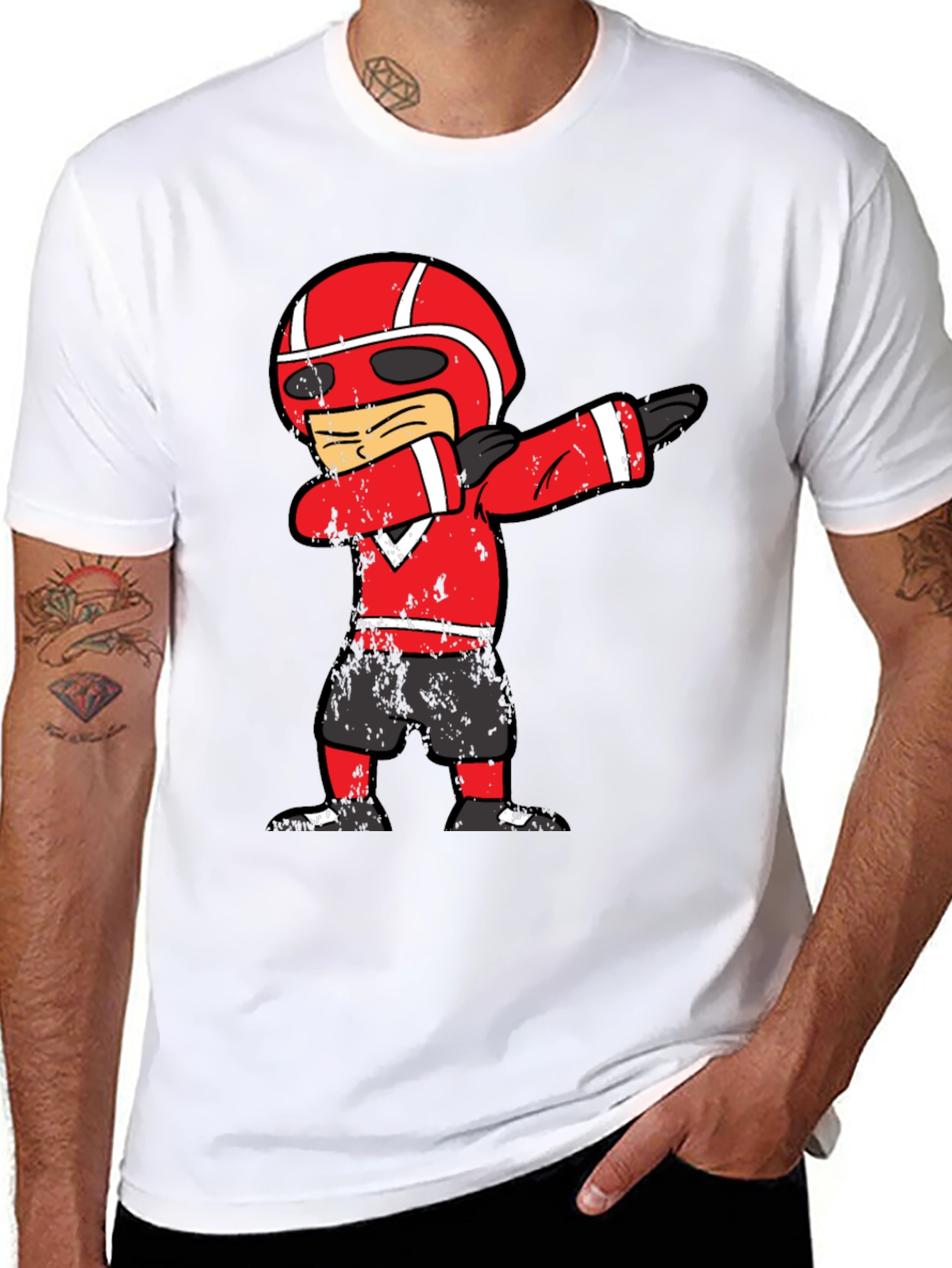 Black Dabbing Football Player T-Shirt view 8