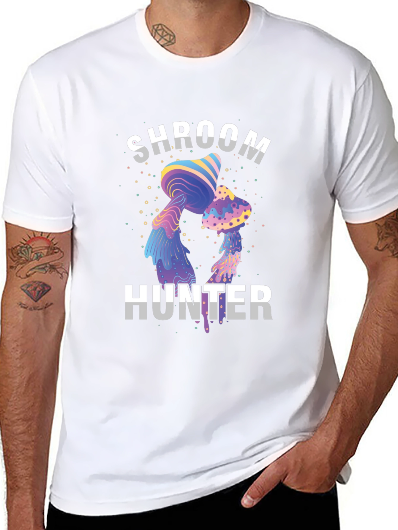 Black Shroom Hunter Tee - Unique Graphic Print T-Shirt view 8