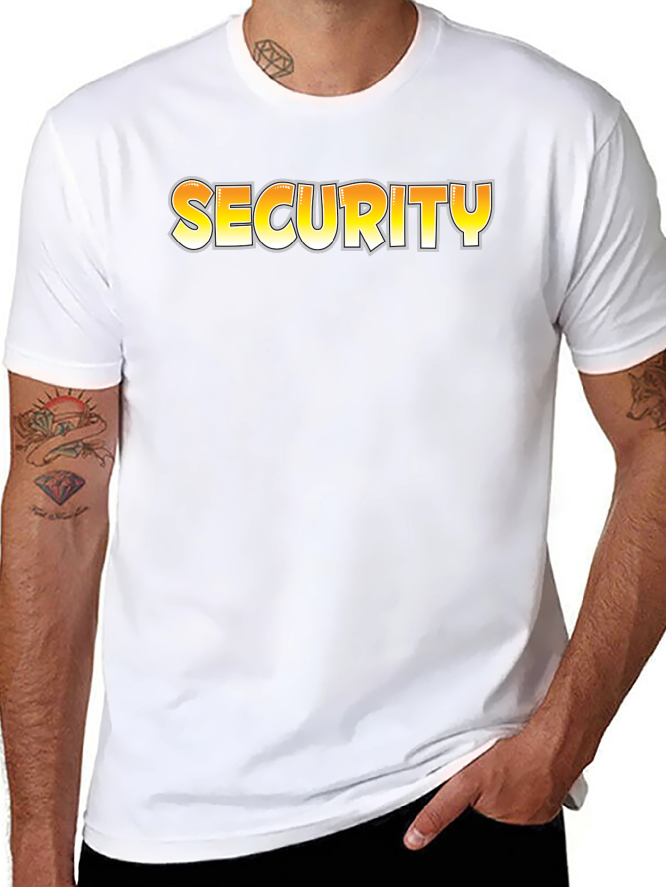 Black Security Graphic Tee - Men's Black Crew Neck T-Shirt view 8