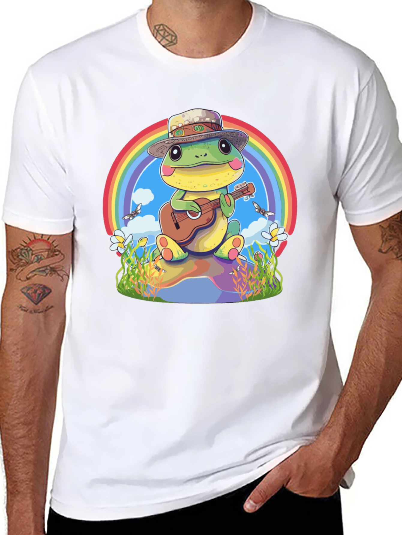Black Frog Playing Guitar T-Shirt view 8