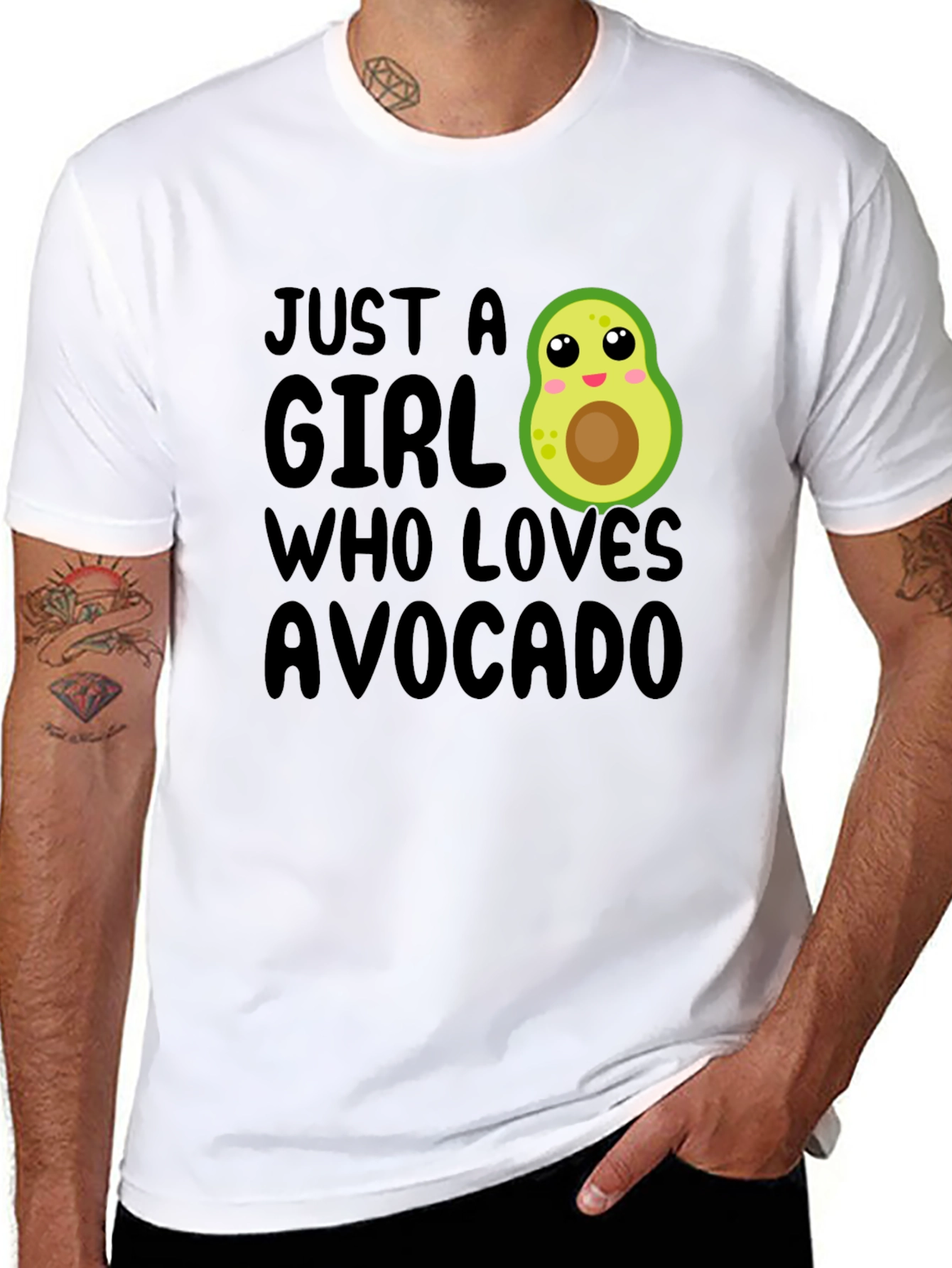 Black Just A Girl Who Loves Avocado T-Shirt view 8