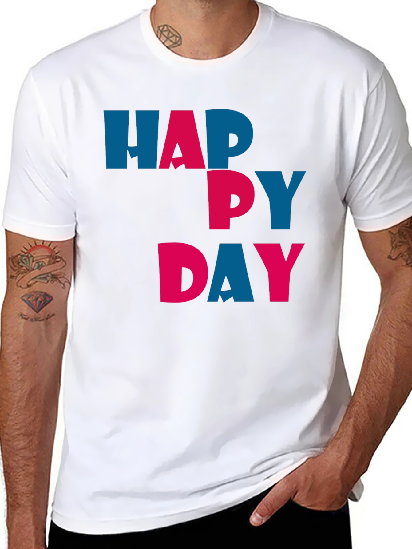 Black Happy Day Graphic Tee - Unisex Soft Cotton T-Shirt view 8