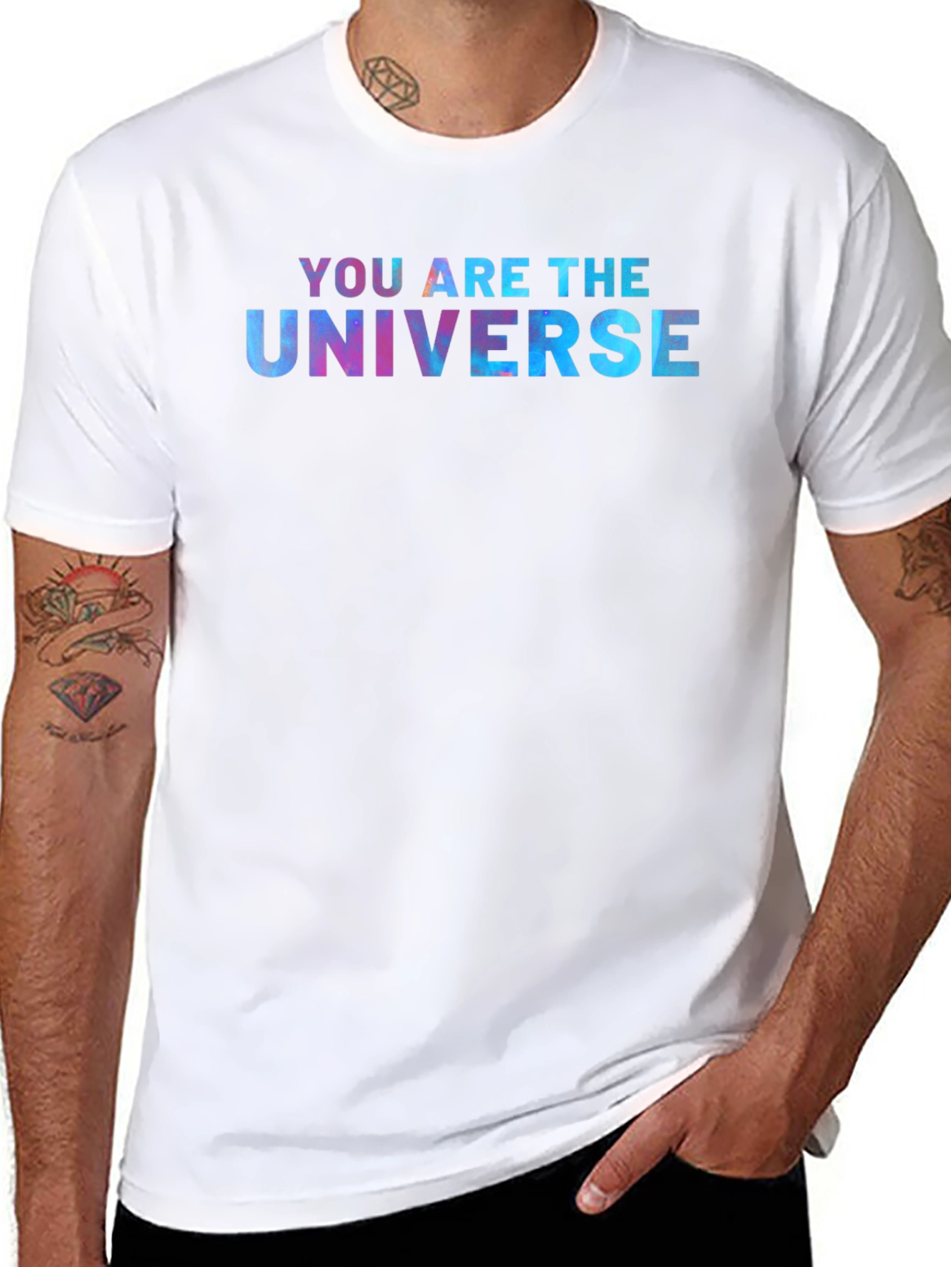 Black You Are The Universe Graphic Tee - Black Cotton T-Shirt view 8