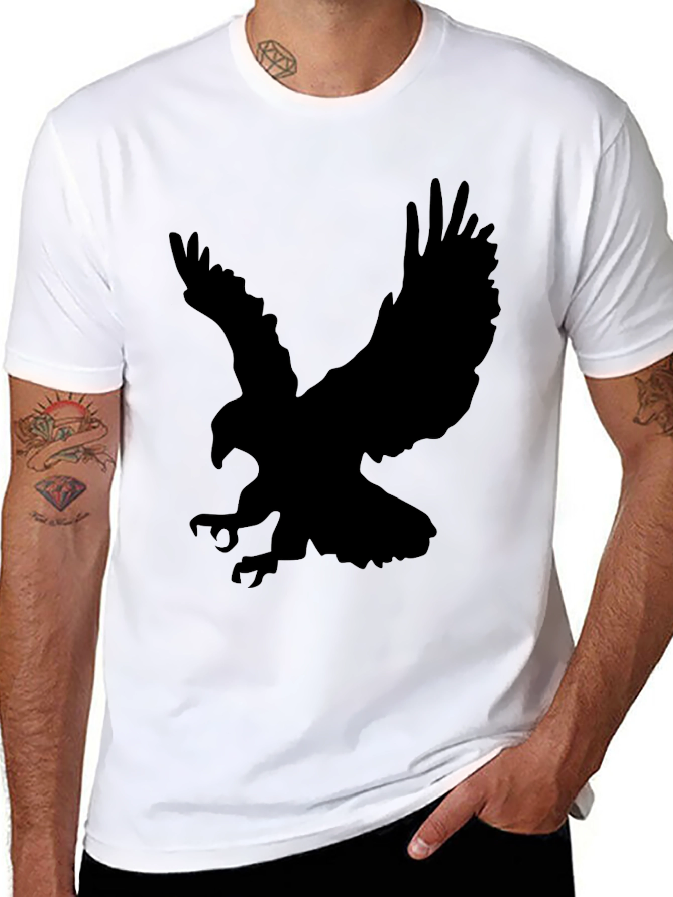 Black Black Eagle Silhouette Graphic T-Shirt view 8