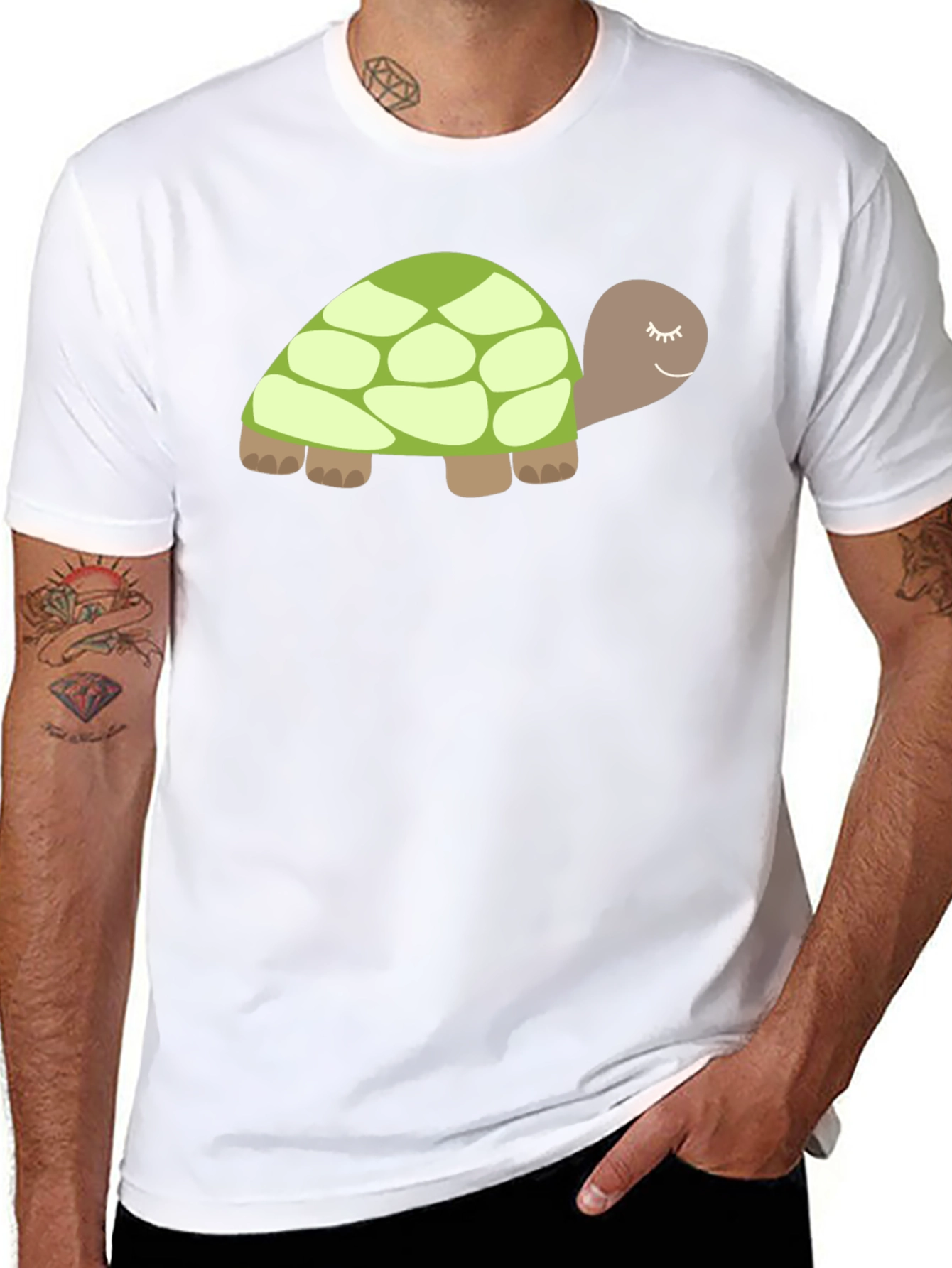 Black Cute Turtle Graphic Tee - Soft Black Cotton view 8