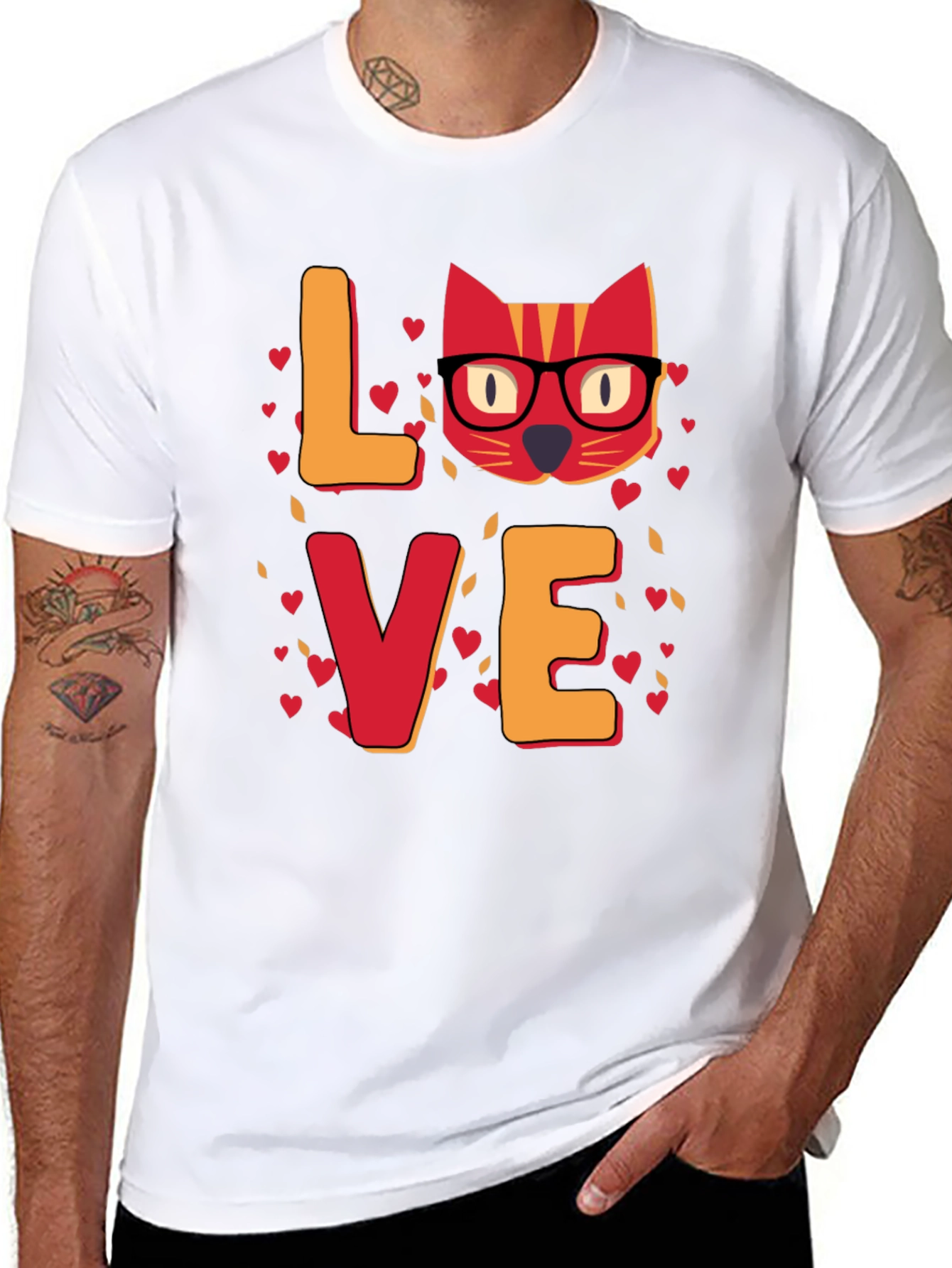 Black Love Cat T-Shirt - Unique Valentine's Day Gift for Cat Lovers view 8