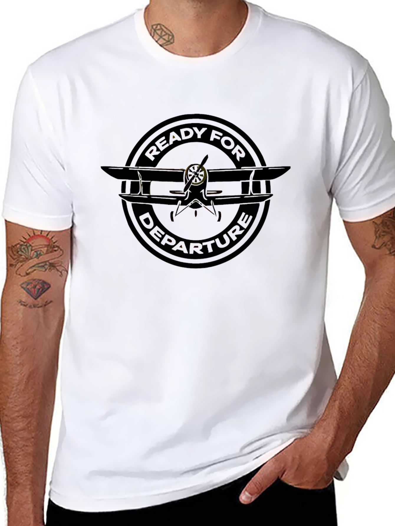Black Ready For Departure Biplane Graphic Tee - Black view 8