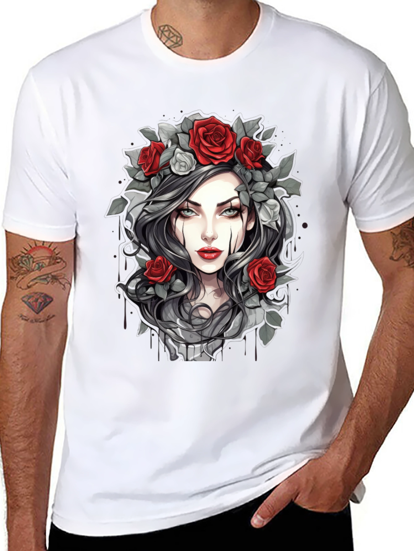 Black Gothic Rose T-Shirt - Dark Beauty Tee view 8