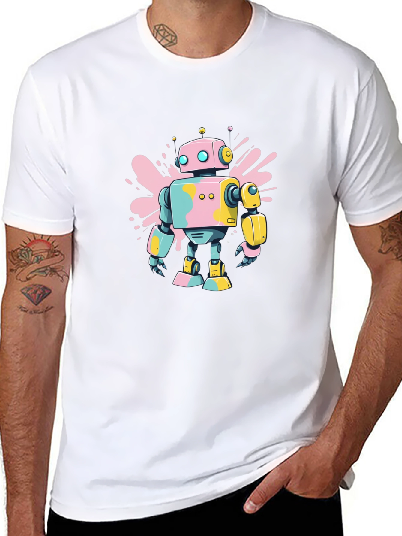 Black Retro Robot T-Shirt - Funky Design view 8