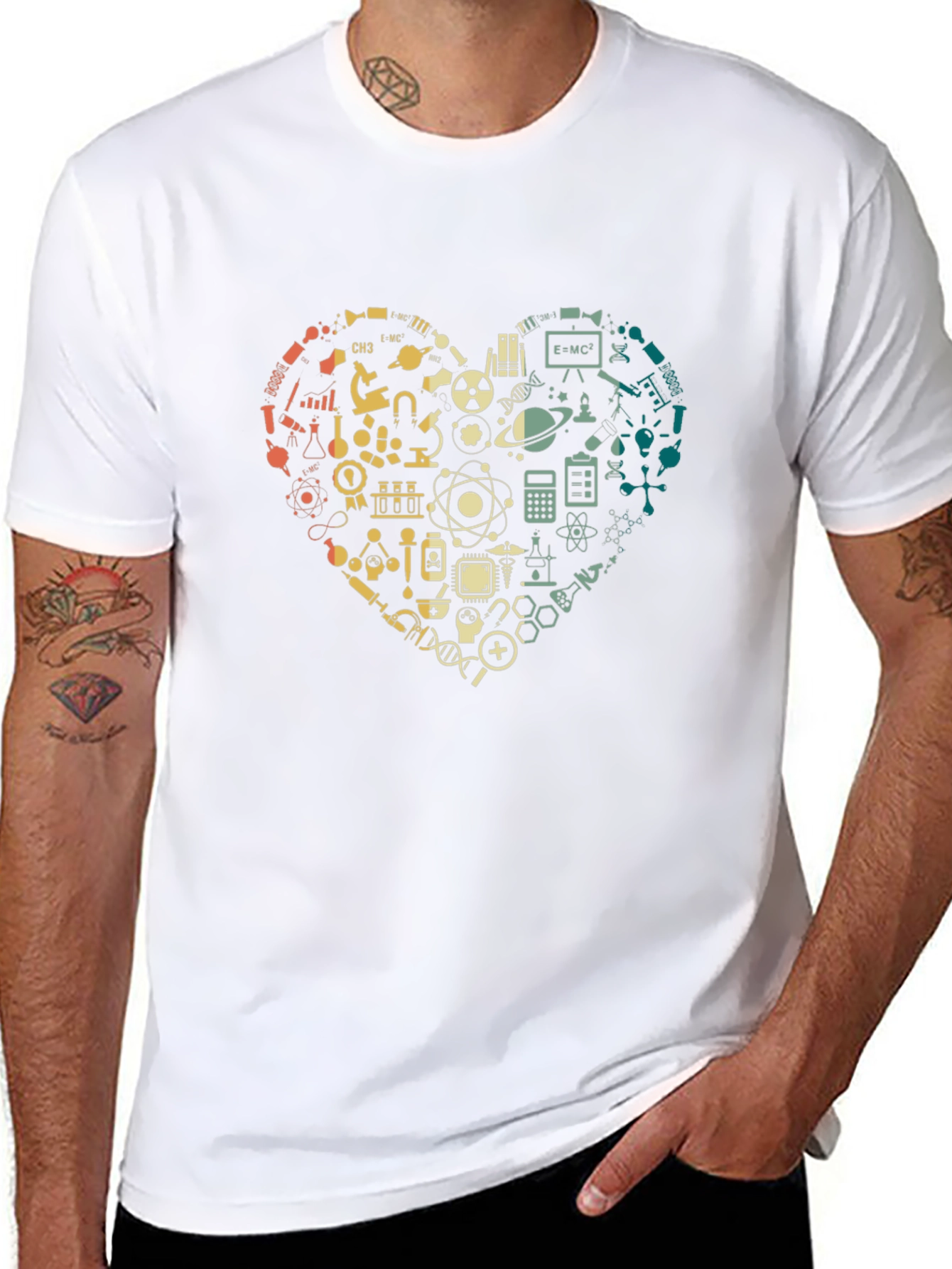 Black Science Lover Heart Graphic T-Shirt view 8